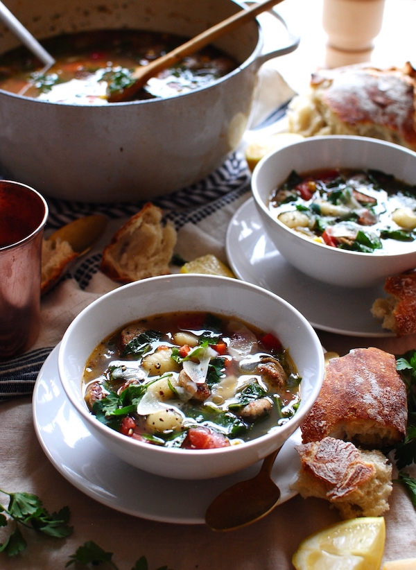 Gnocchi and Chicken Sausage Soup / Bev Cooks