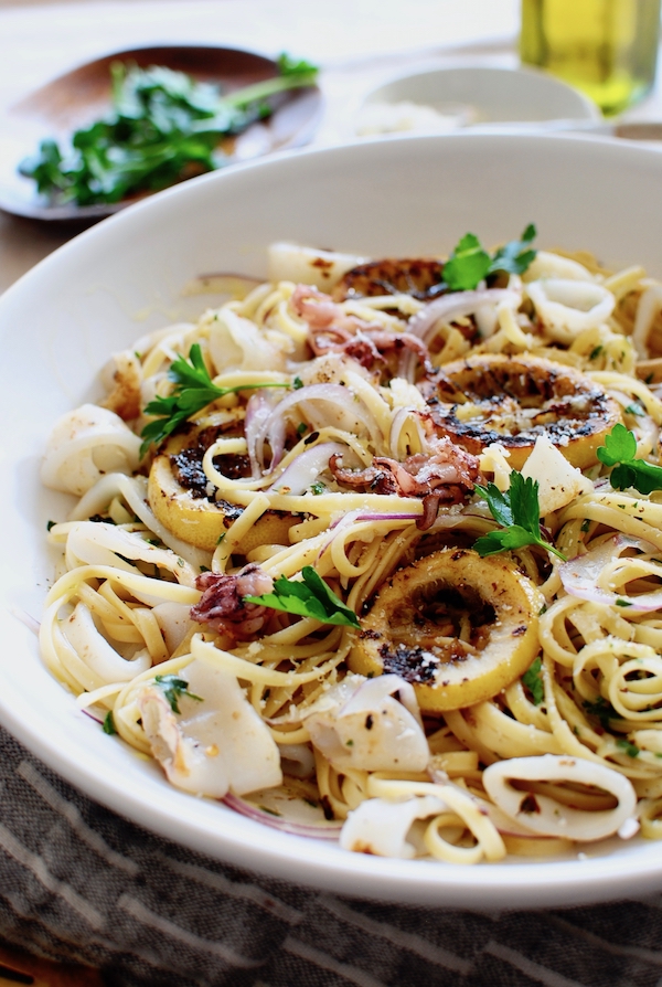 Simple Squid Piccata - Bev Cooks