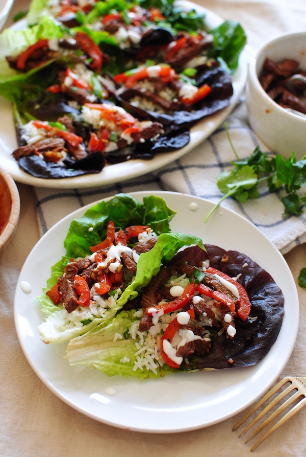 Asian Steak Lettuce Wraps / Bev Cooks