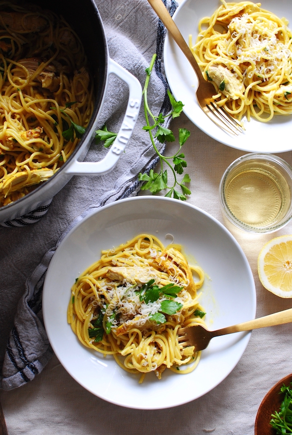 Turmeric Chicken Pasta - Bev Cooks