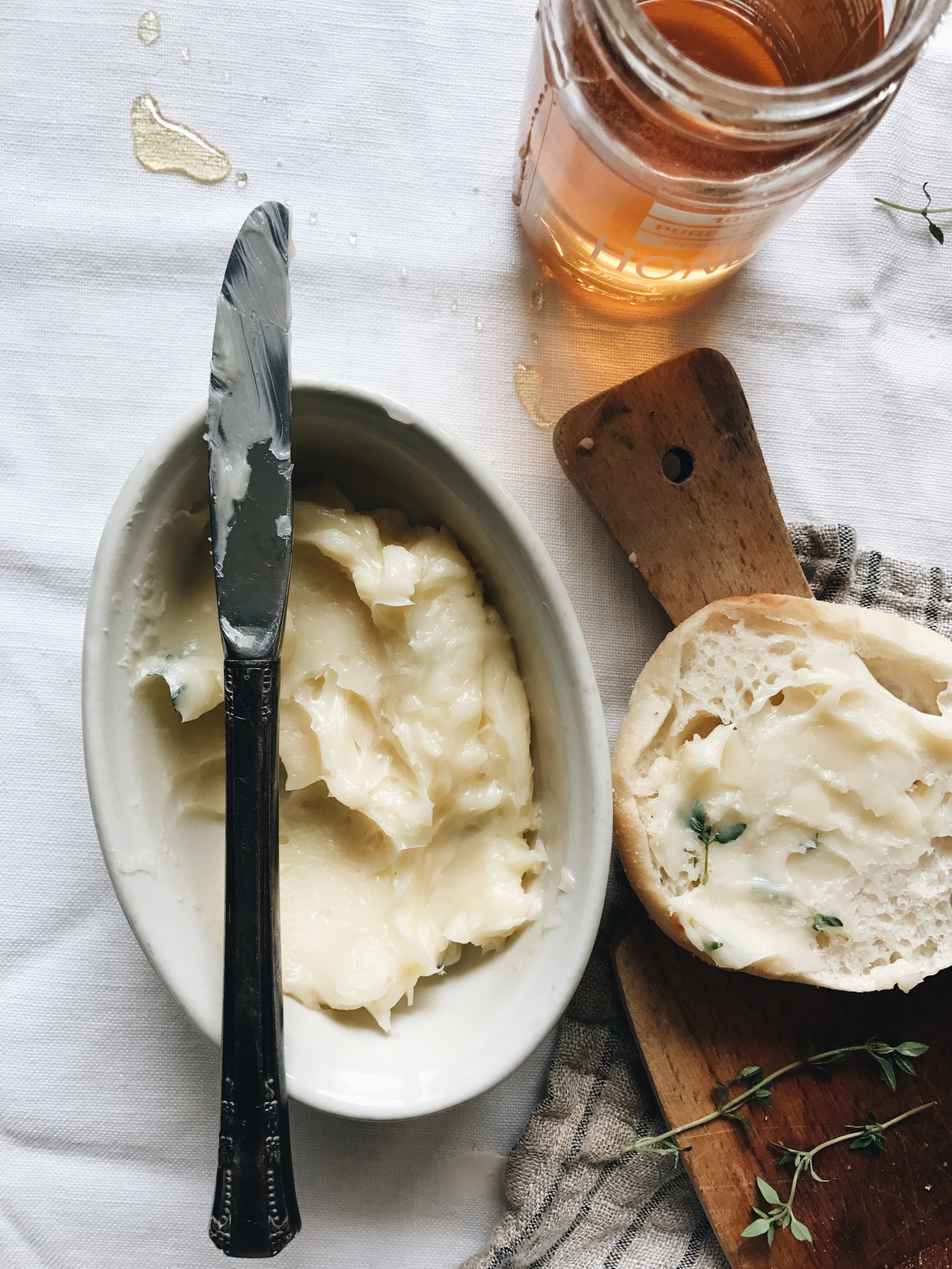 A Simple Honey Thyme Butter / Bev Cooks