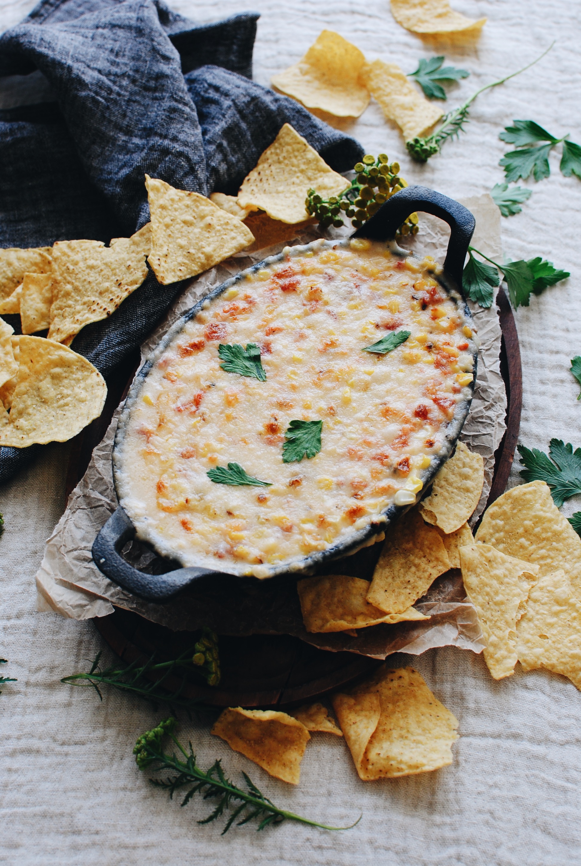 Skillet Cheesy Corn Dip - Bev Cooks