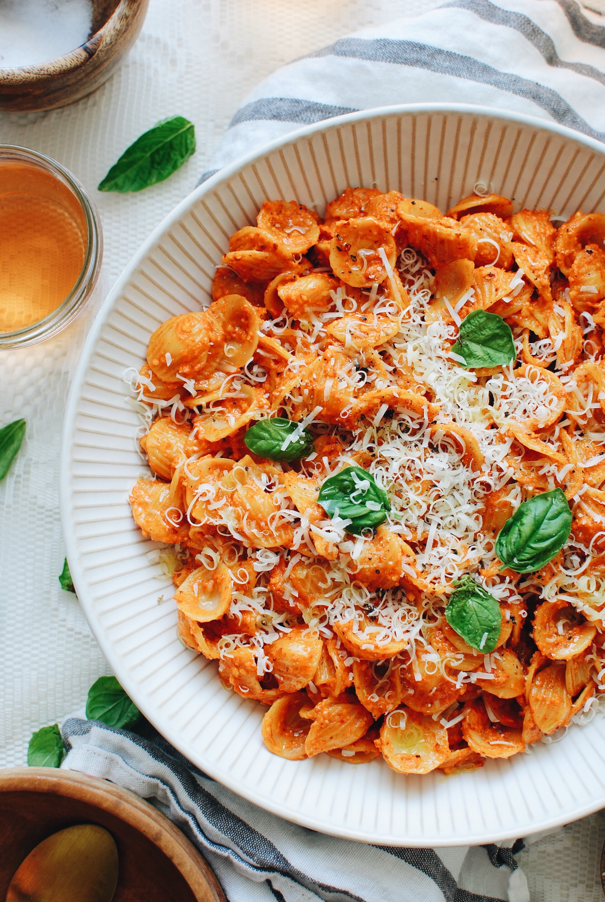 Roasted Red Pepper Pesto Pasta - Bev Cooks