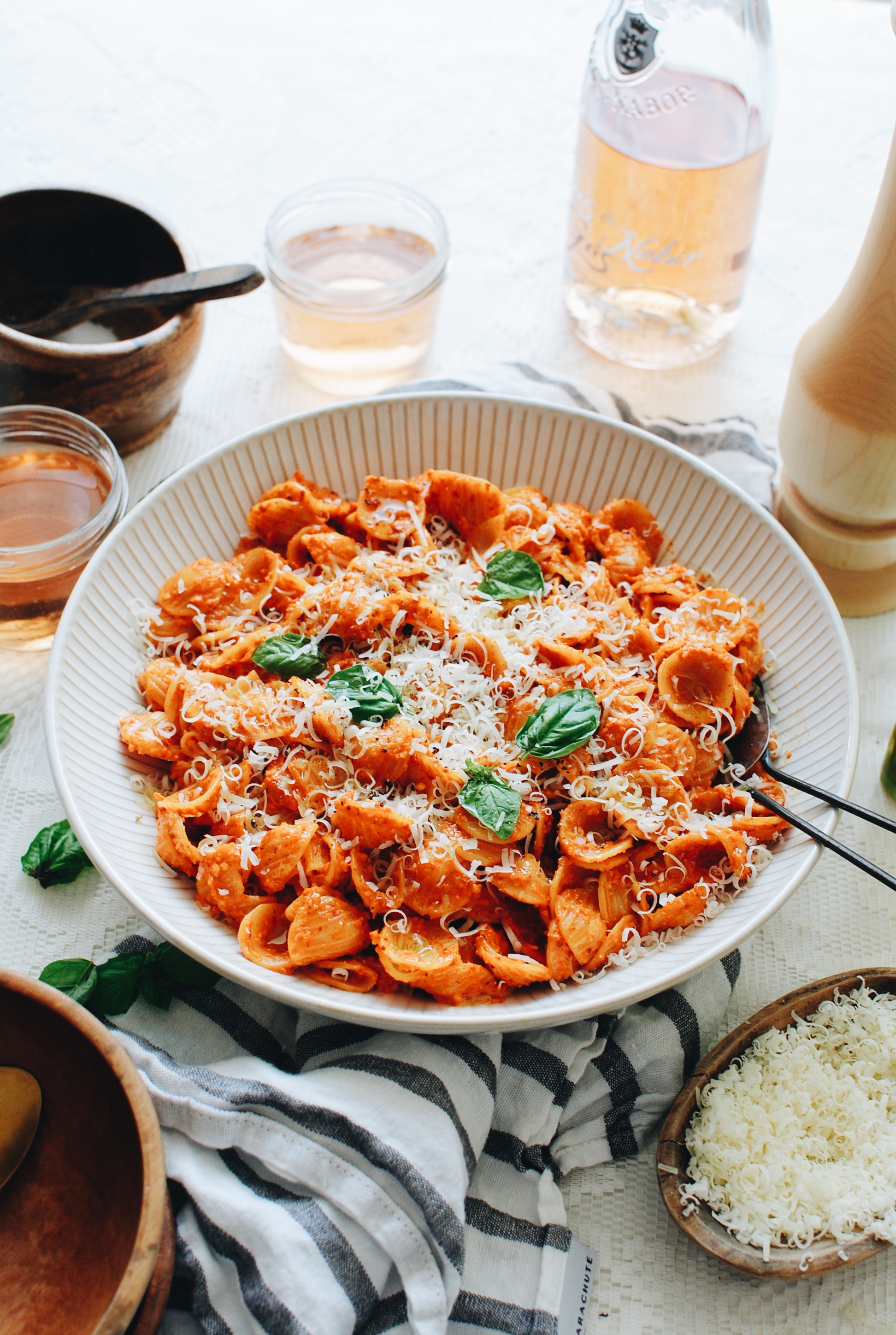 Roasted Red Pepper Pesto Pasta - Bev Cooks