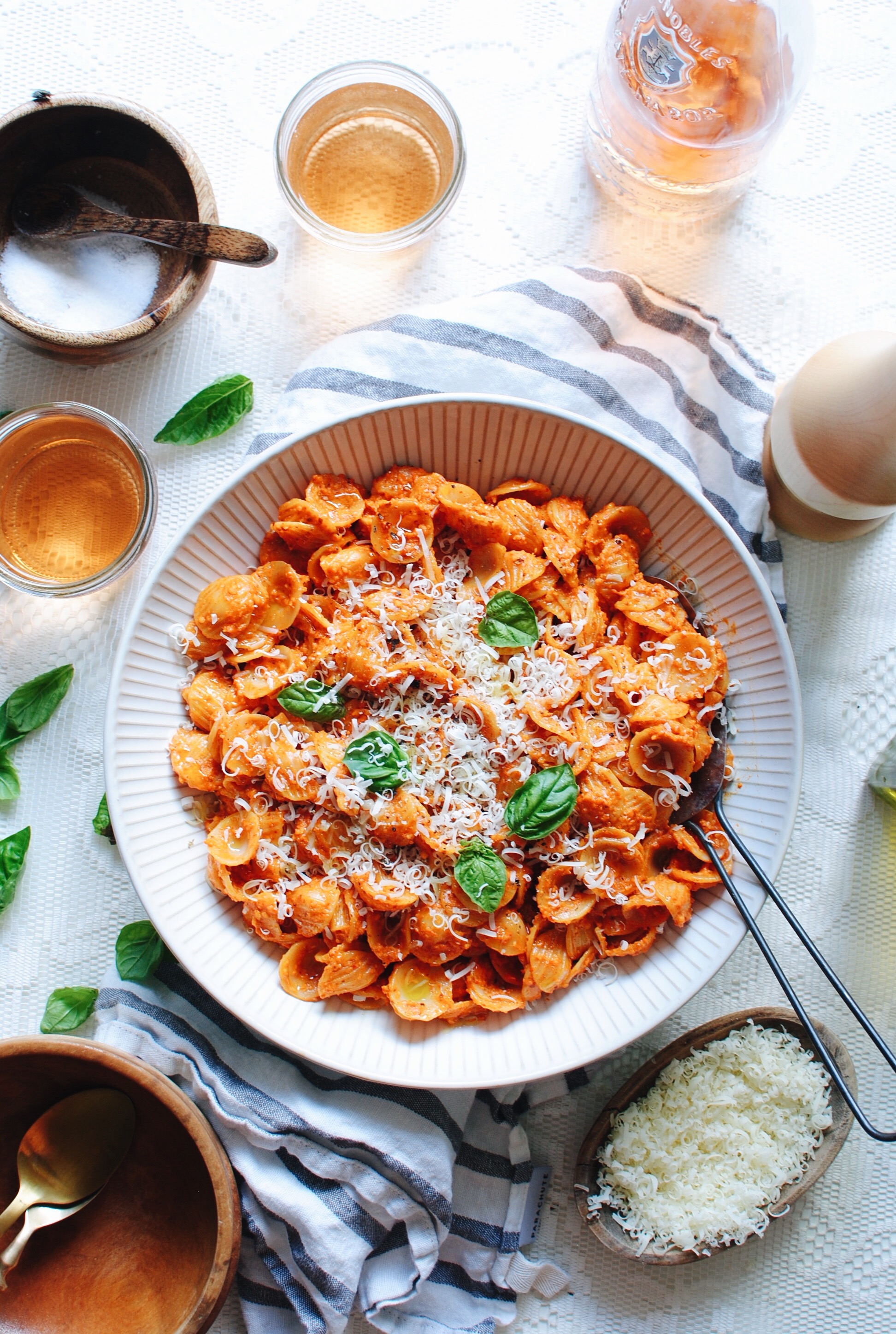 Roasted Red Pepper Pesto Pasta - Bev Cooks