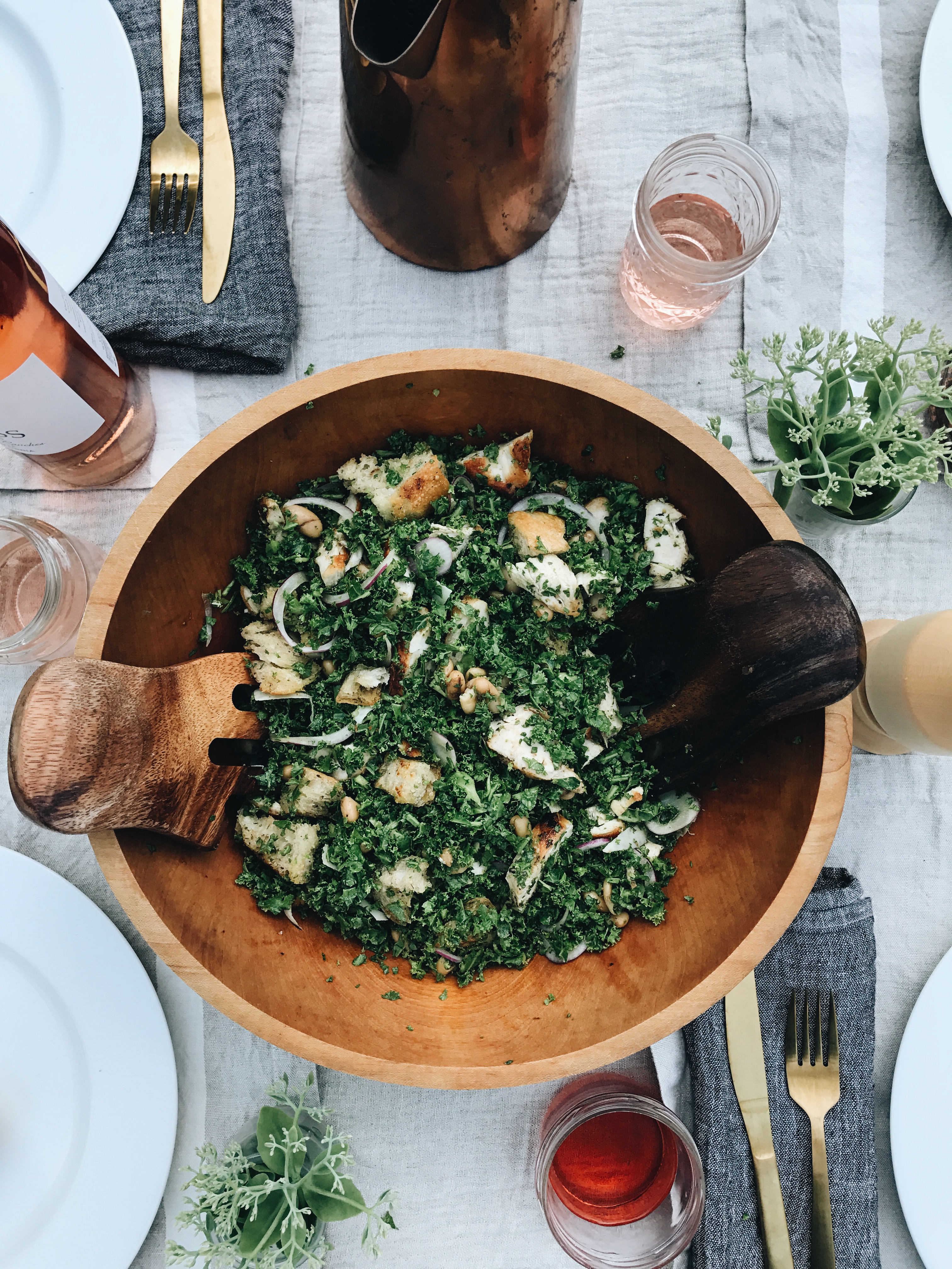 Tuscan Chicken Kale Salad / Bev Cooks