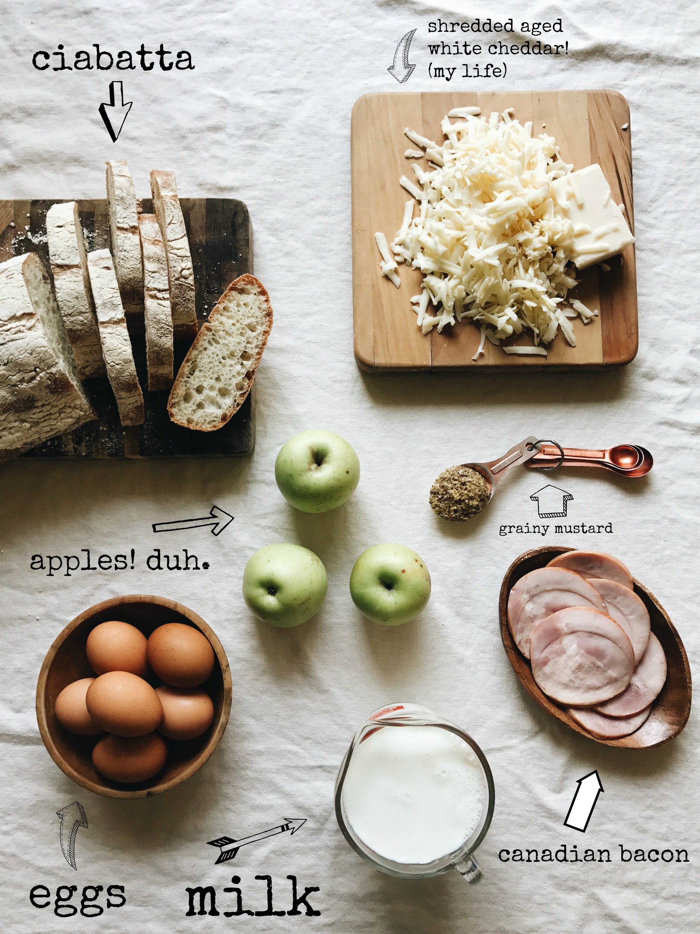 Breakfast Cheddar and Apple Strata / Bev Cooks