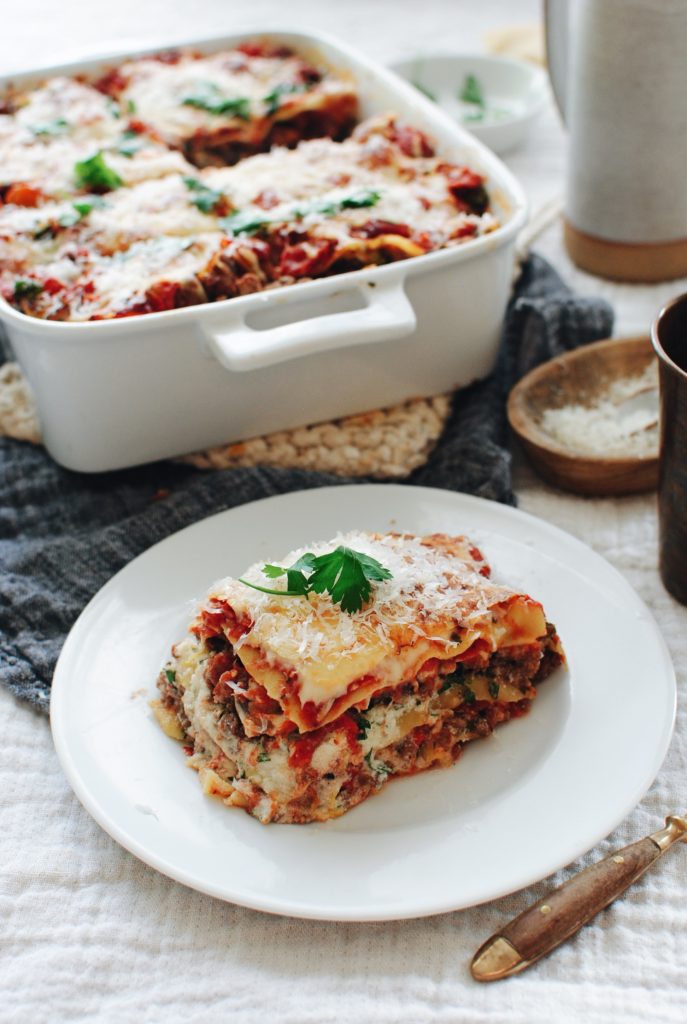 Grass-fed Beef, Mushroom and Kale Lasagna - Bev Cooks