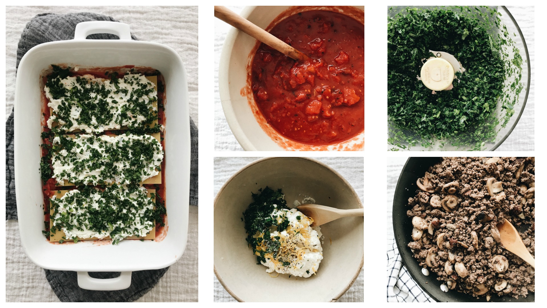 Grass-fed Beef, Kale and Mushroom Lasagna / Bev Cooks