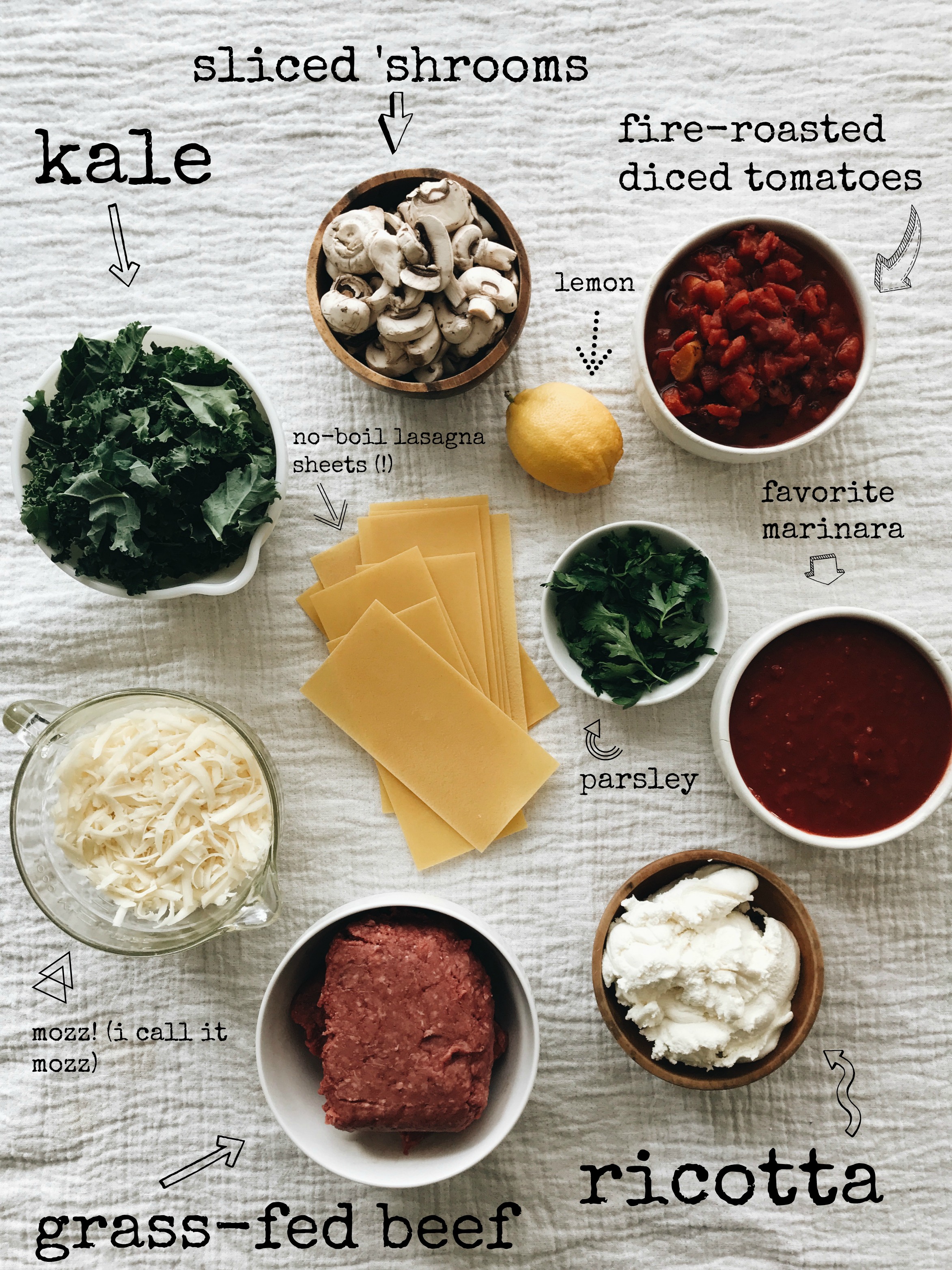 Grass-fed Beef, Kale and Mushroom Lasagna / Bev Cooks