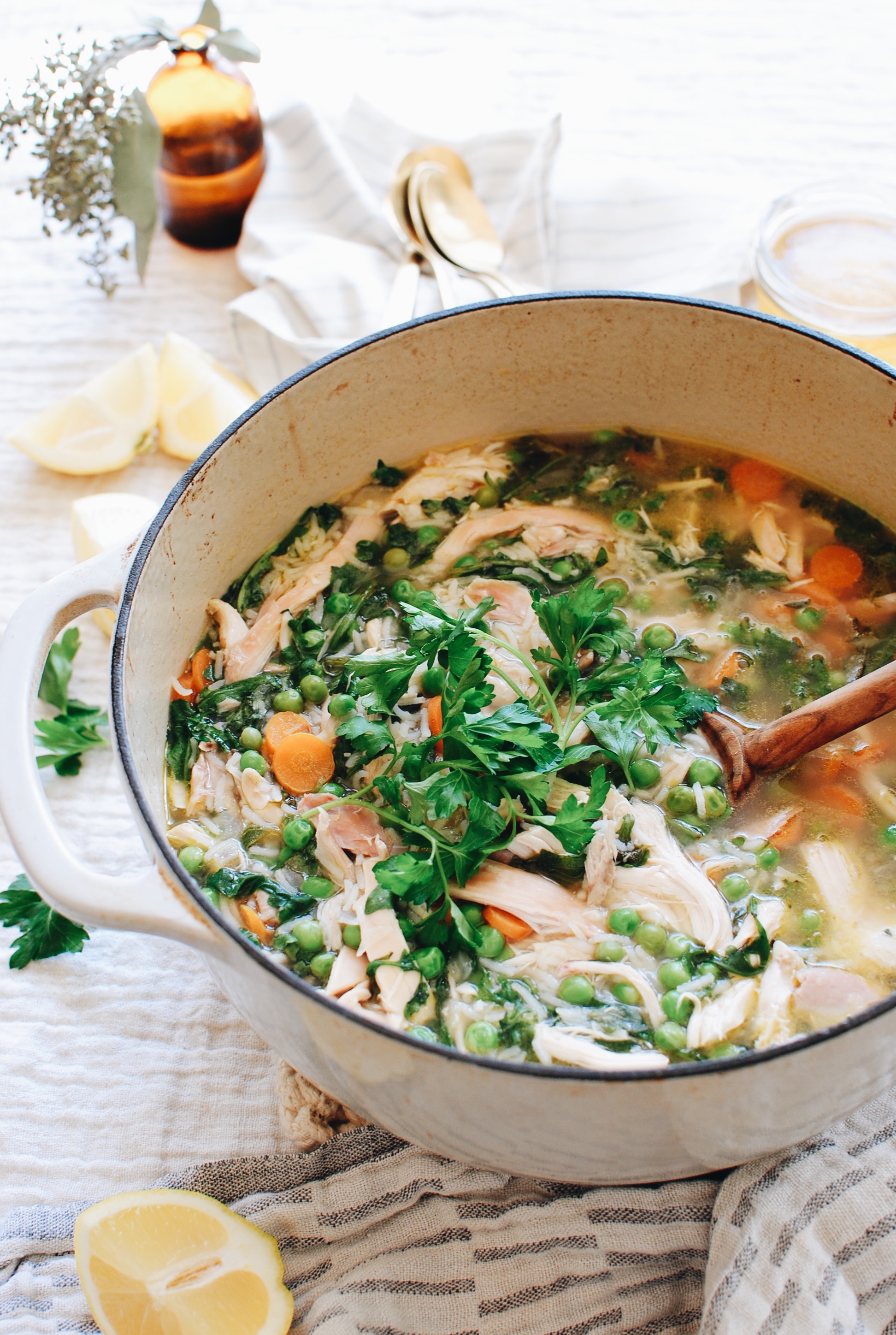 Spring Chicken and Rice Soup / Bev Cooks