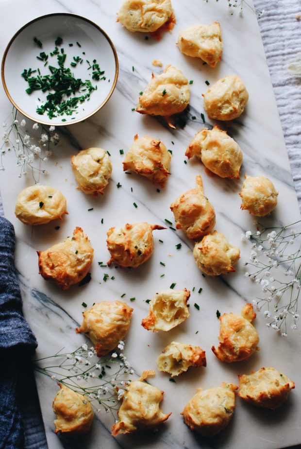 Garlic and Chive Gougères / Bev Cooks
