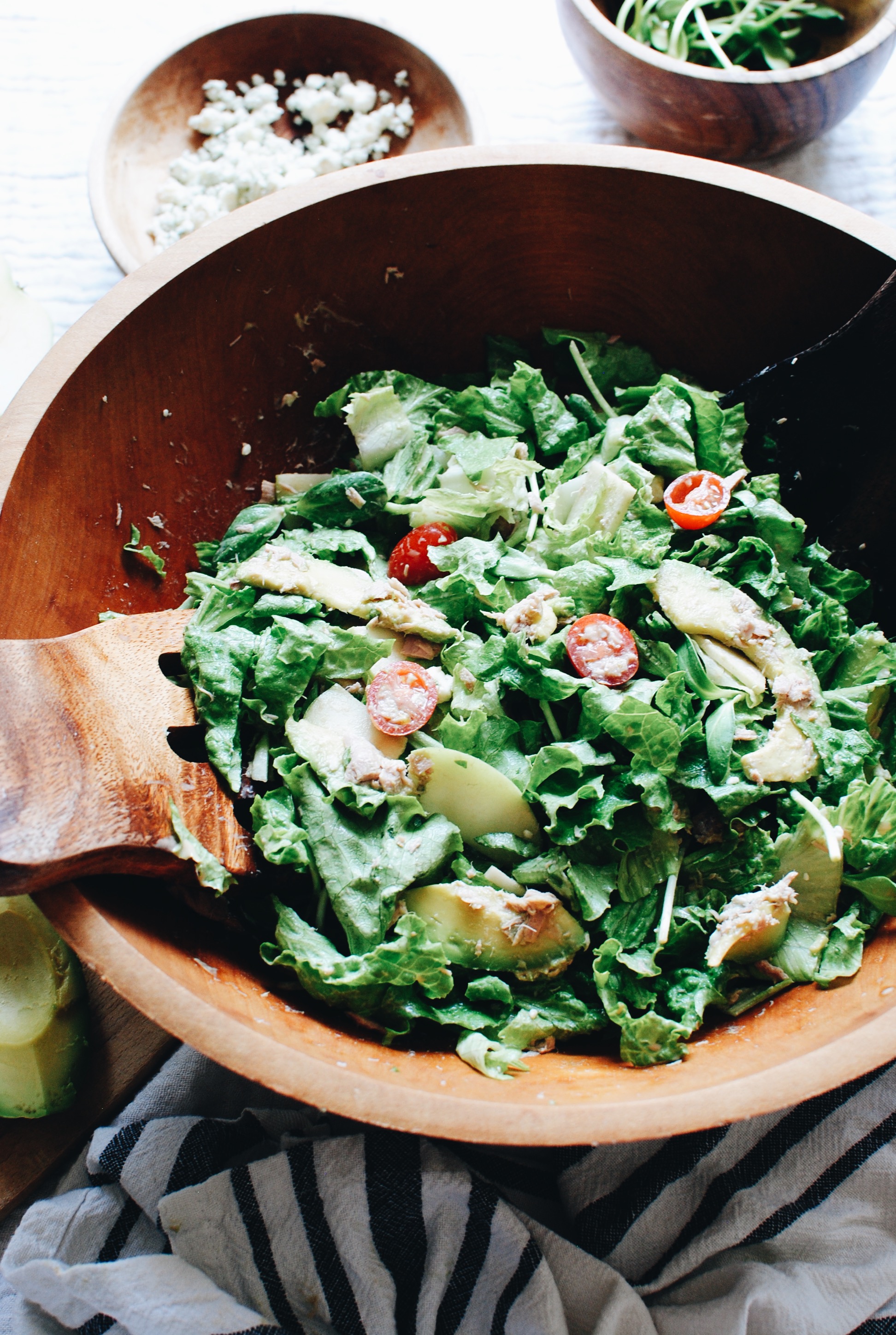 Green Salad with Veggies, Tuna and a Sunflower Butter Dressing - Bev Cooks