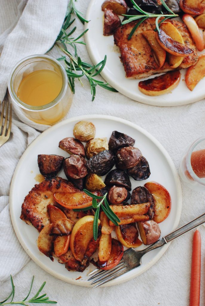 Pork Chops With Sautéed Apples And Roasted Potatoes - Bev Cooks