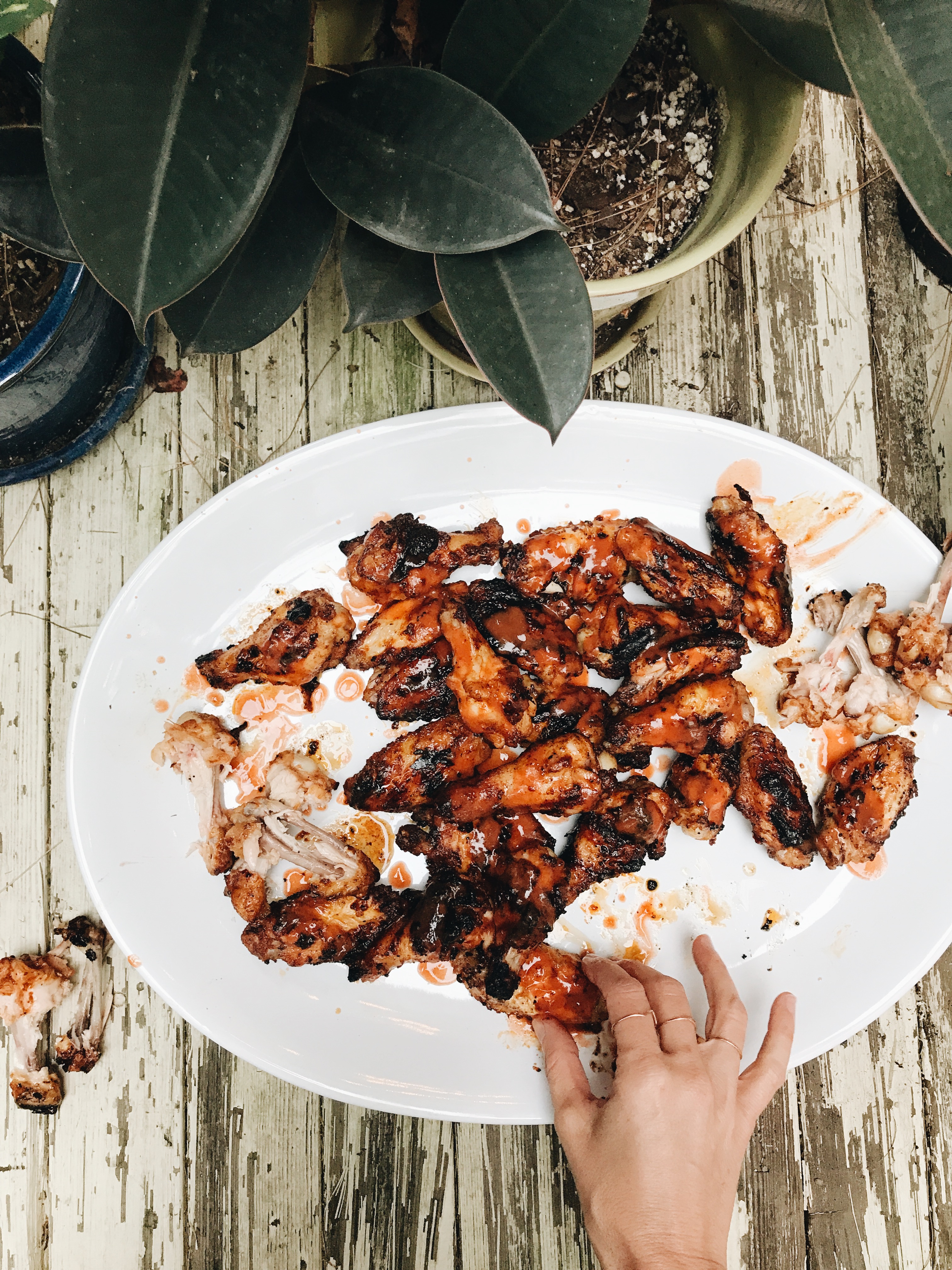 Grilled Buffalo Chicken Wings / Bev Cooks