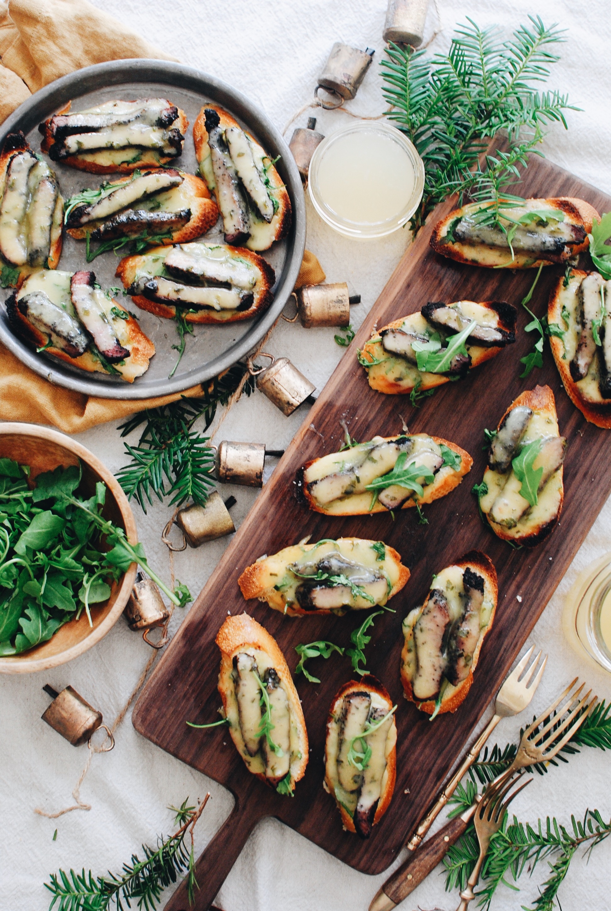 Steak and Horseradish Havarti Crostini / Bev Cooks