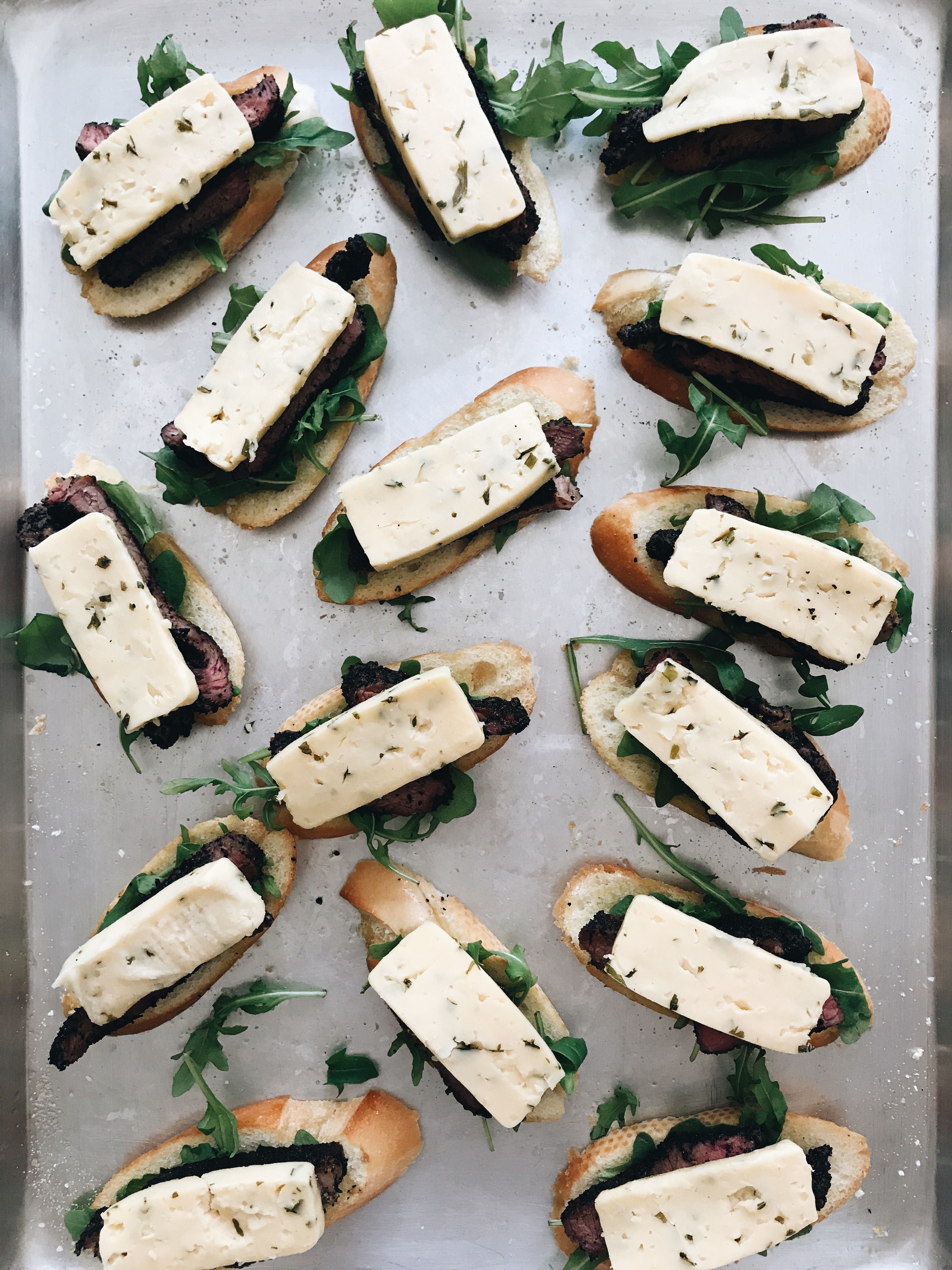 Steak and Horseradish Havarti Crostini / Bev Cooks