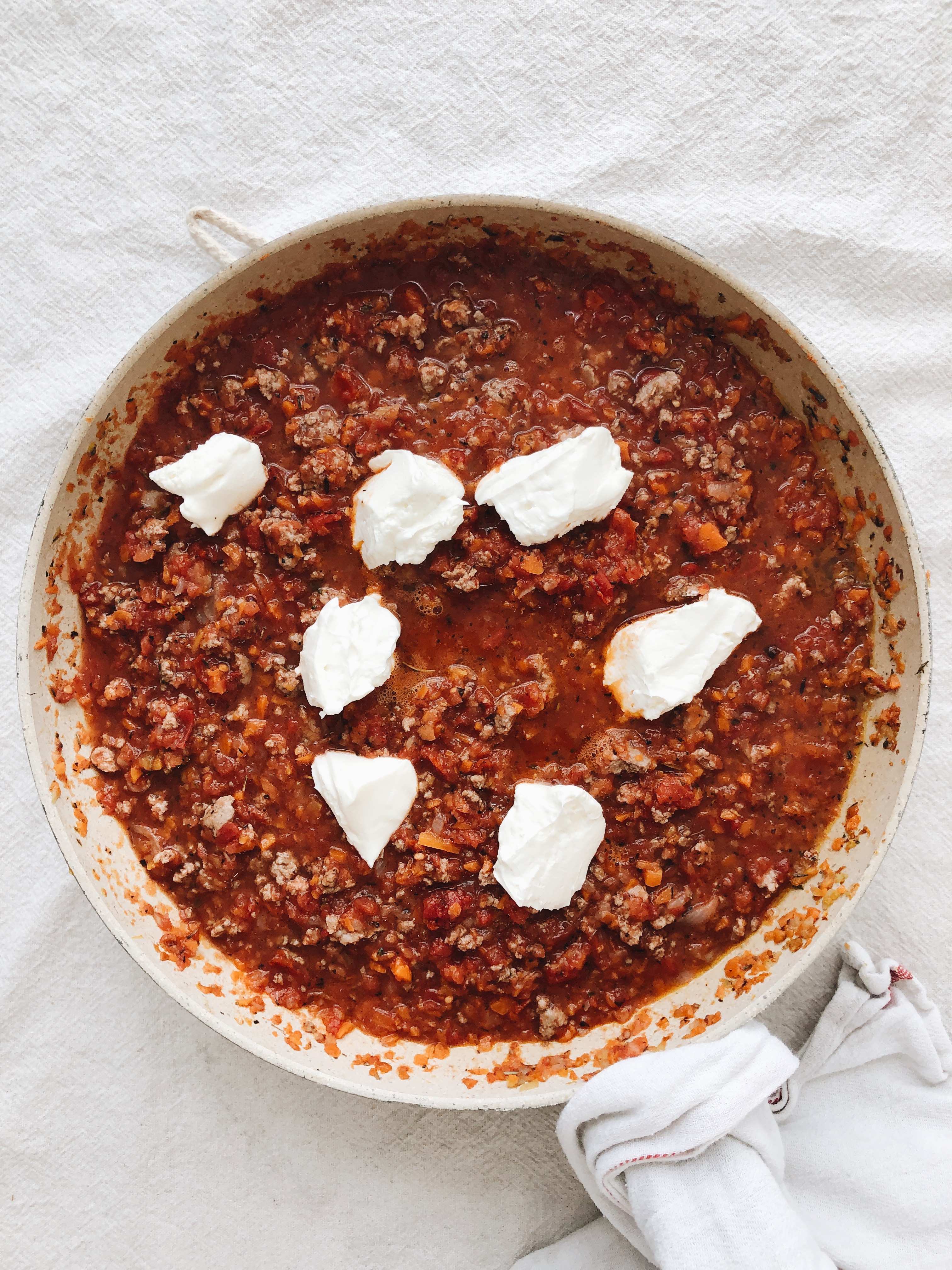 Creamy Orecchiette Turkey Bolognese / Bev Cooks