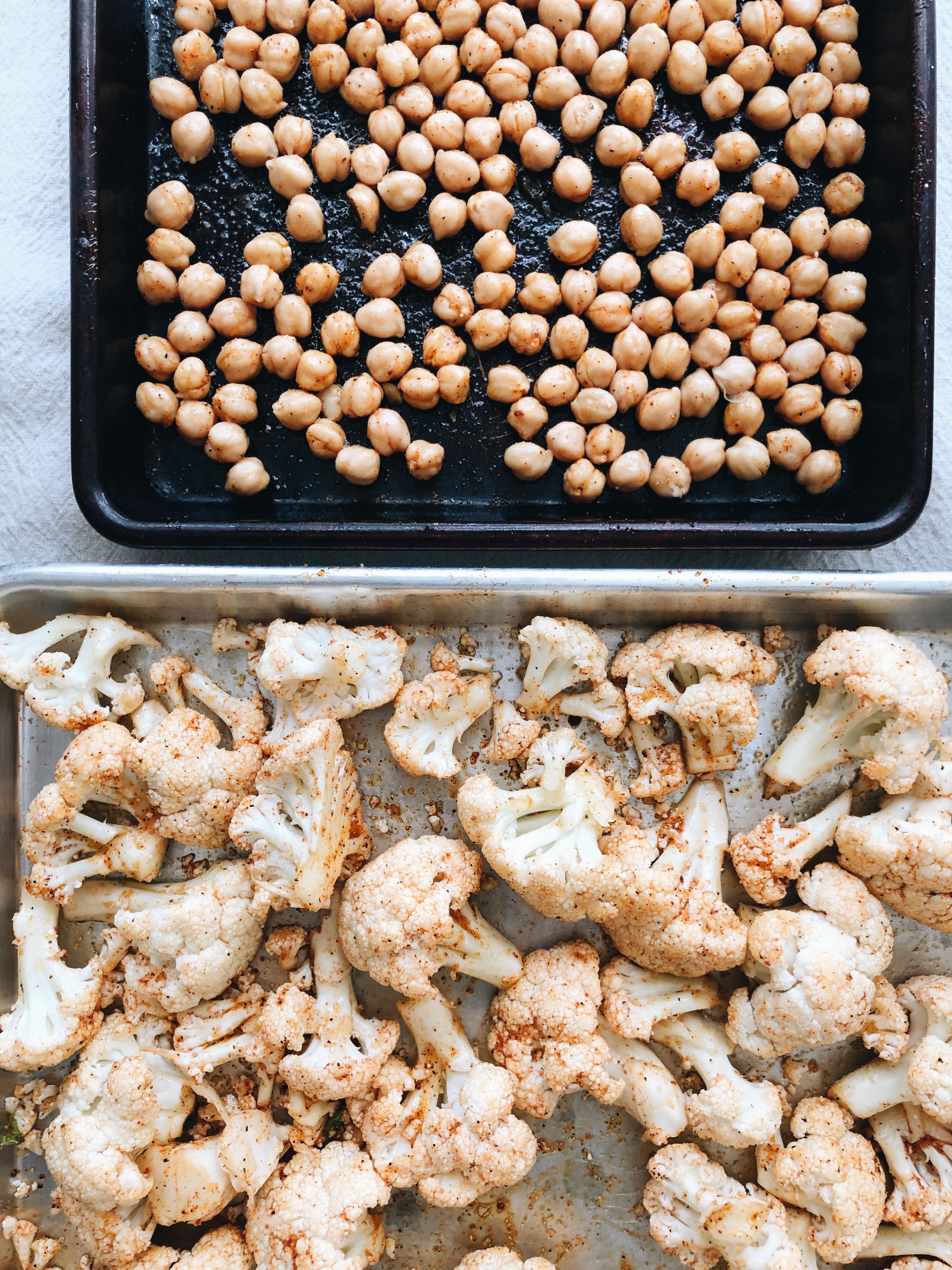 Roasted BBQ Cauliflower and Chickpea Bowls / Bev Cooks | Bev Cooks