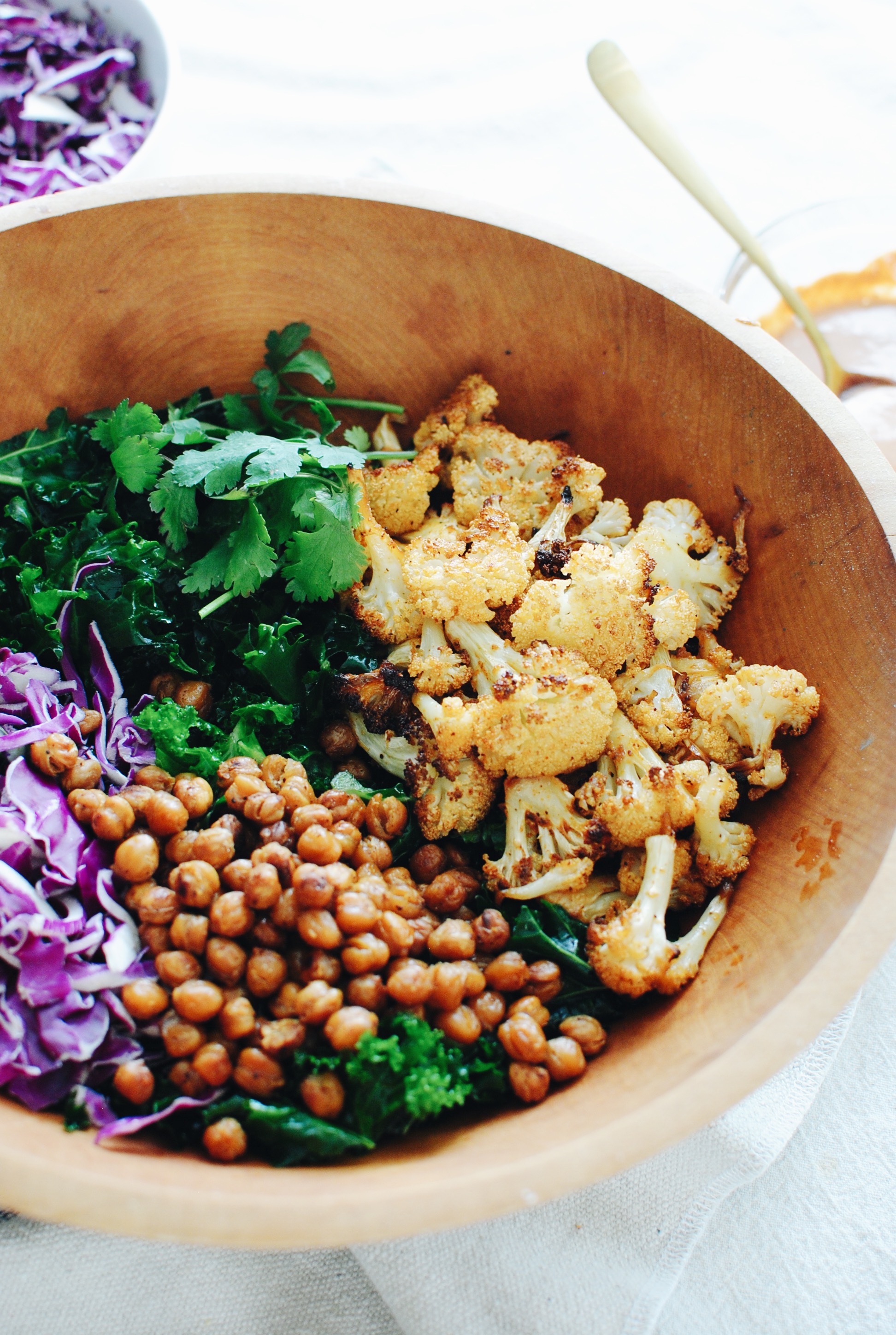 Roasted BBQ Cauliflower and Chickpea Bowls - Bev Cooks