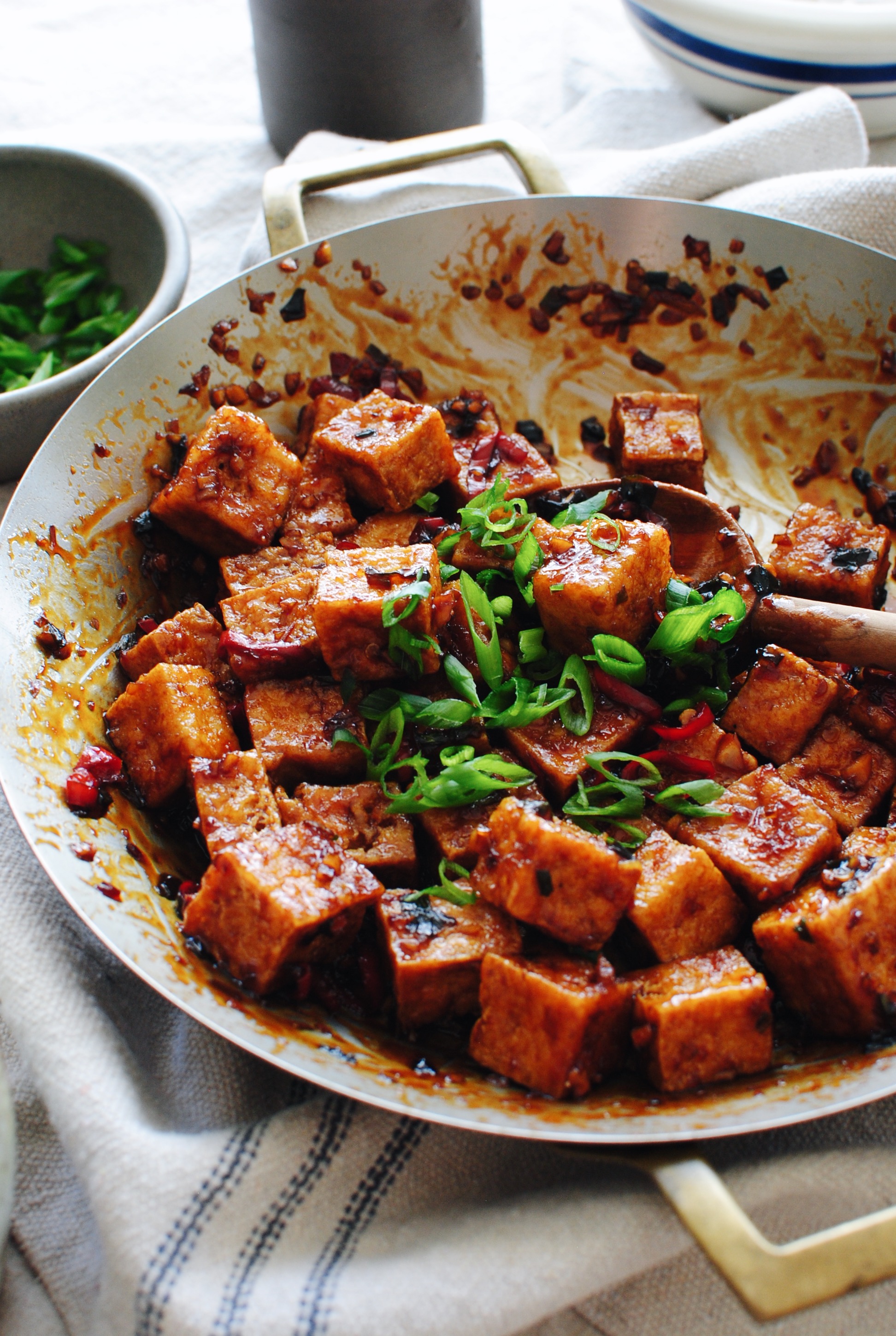 Sticky Tofu with Glass Noodles / Bev Cooks