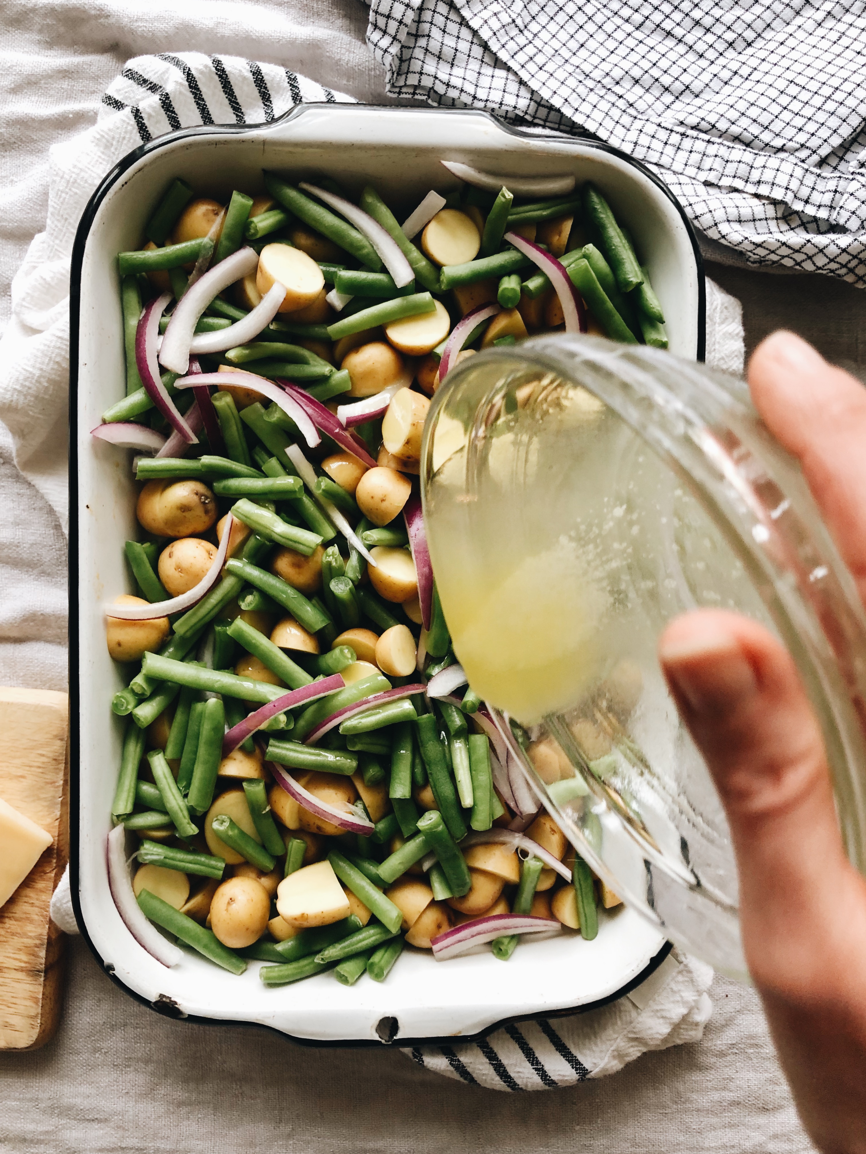 Cheesy Sausage, Green Bean and Potato Bake / Bev Cooks