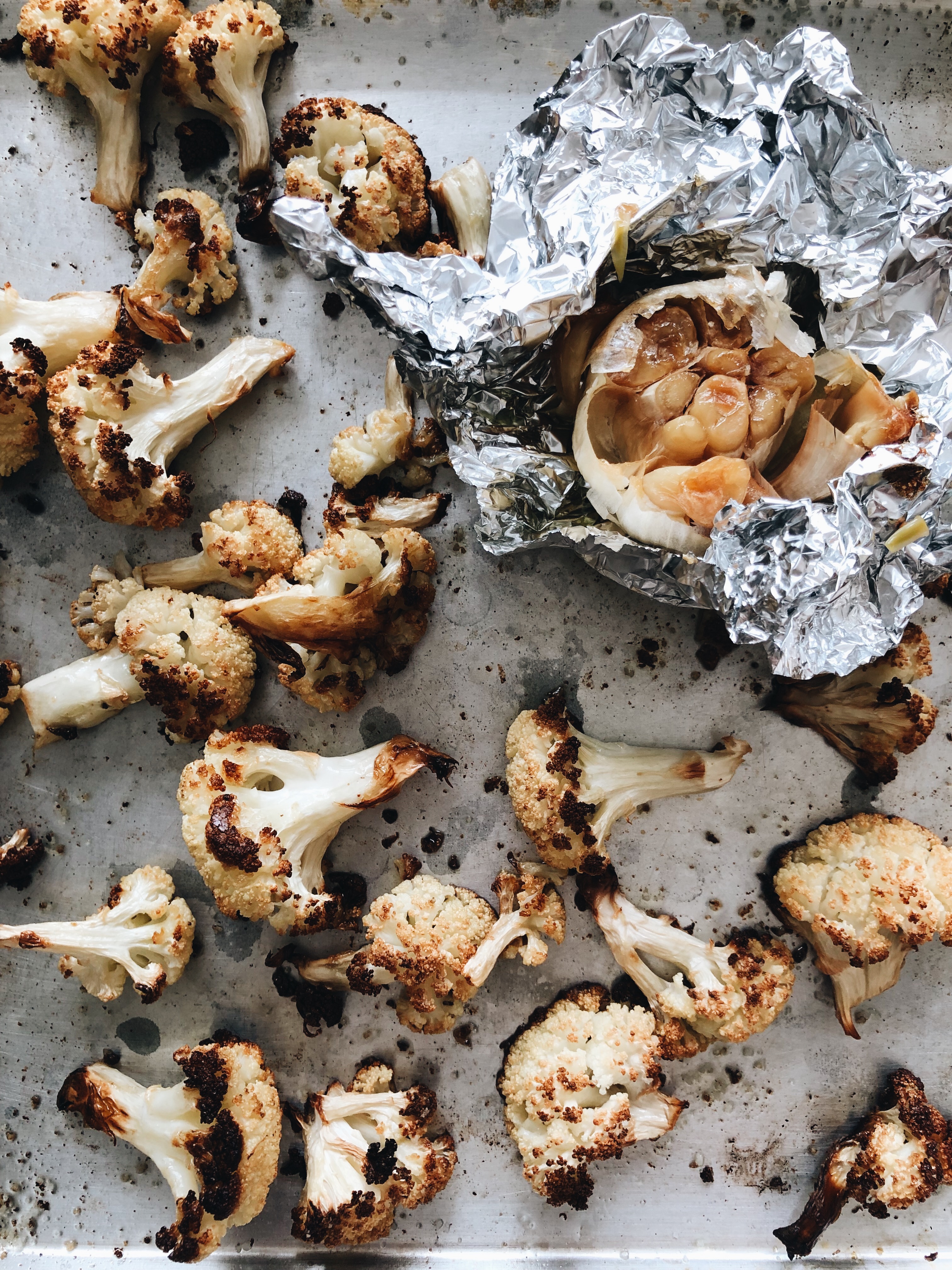 Creamy White Beans with Roasted Cauliflower / Bev Cooks