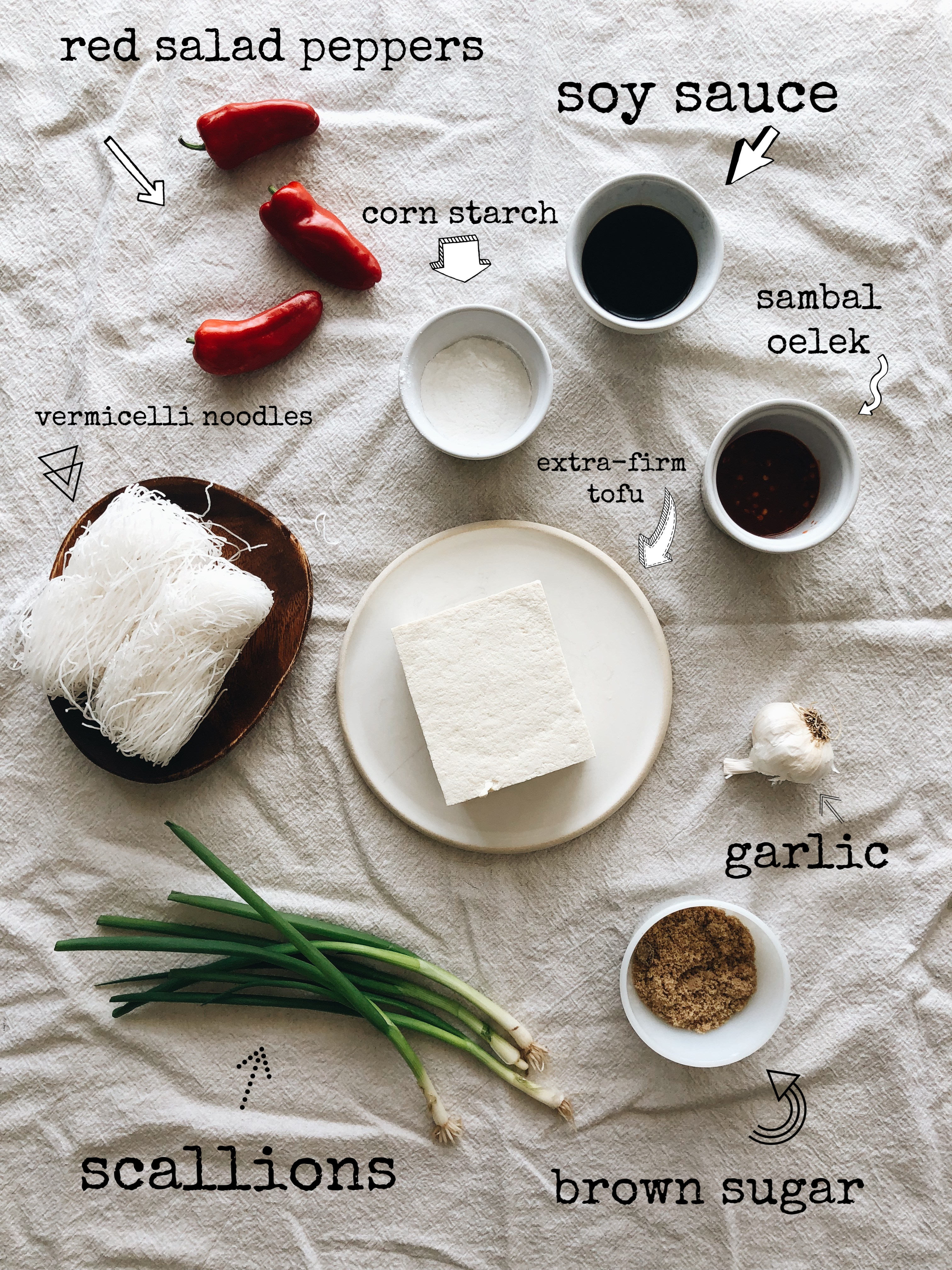 Sticky Tofu with Glass Noodles / Bev Cooks