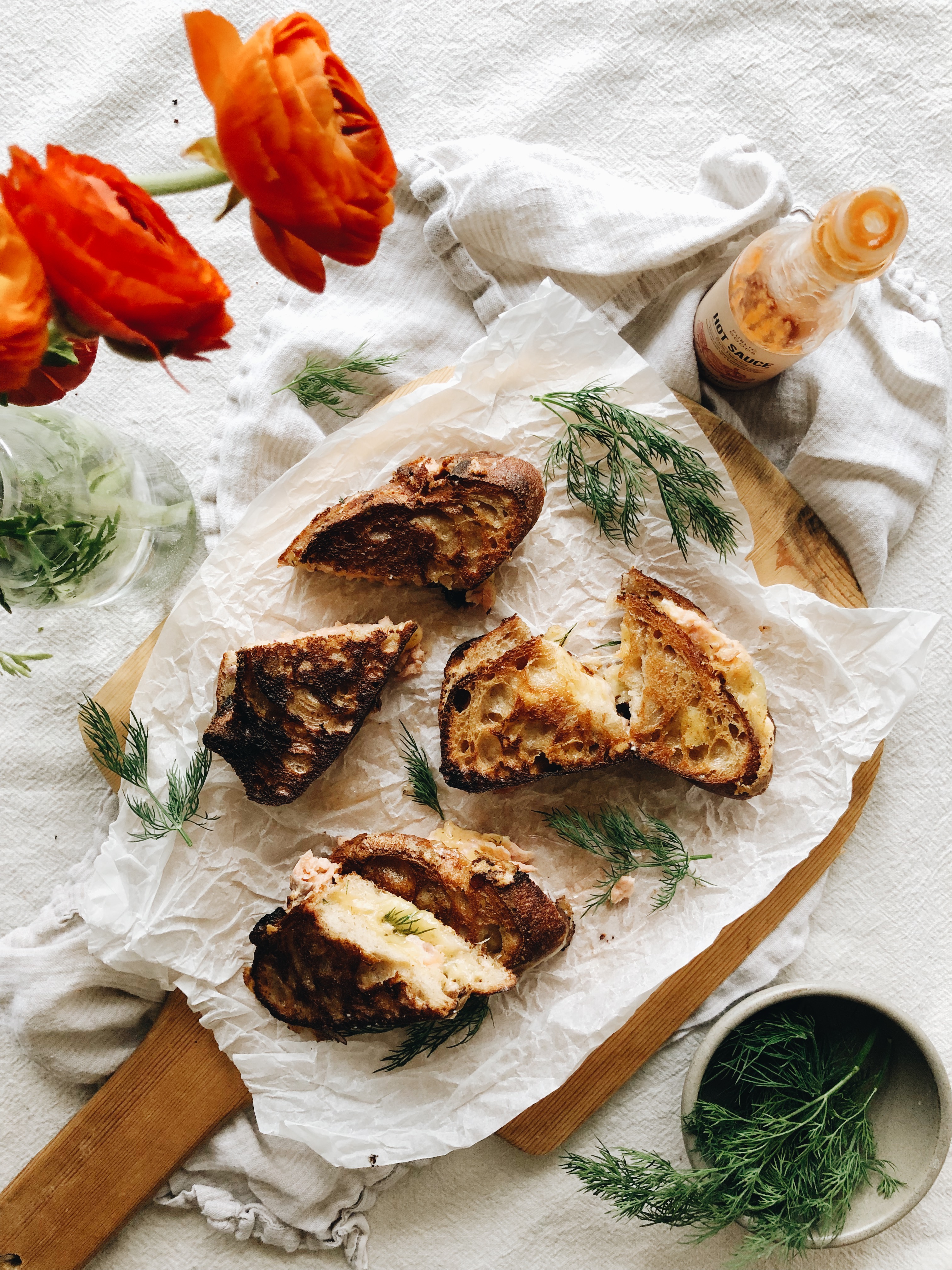 Smoked Salmon and Dill Havarti Grilled Cheese Sandwich / Bev Cooks