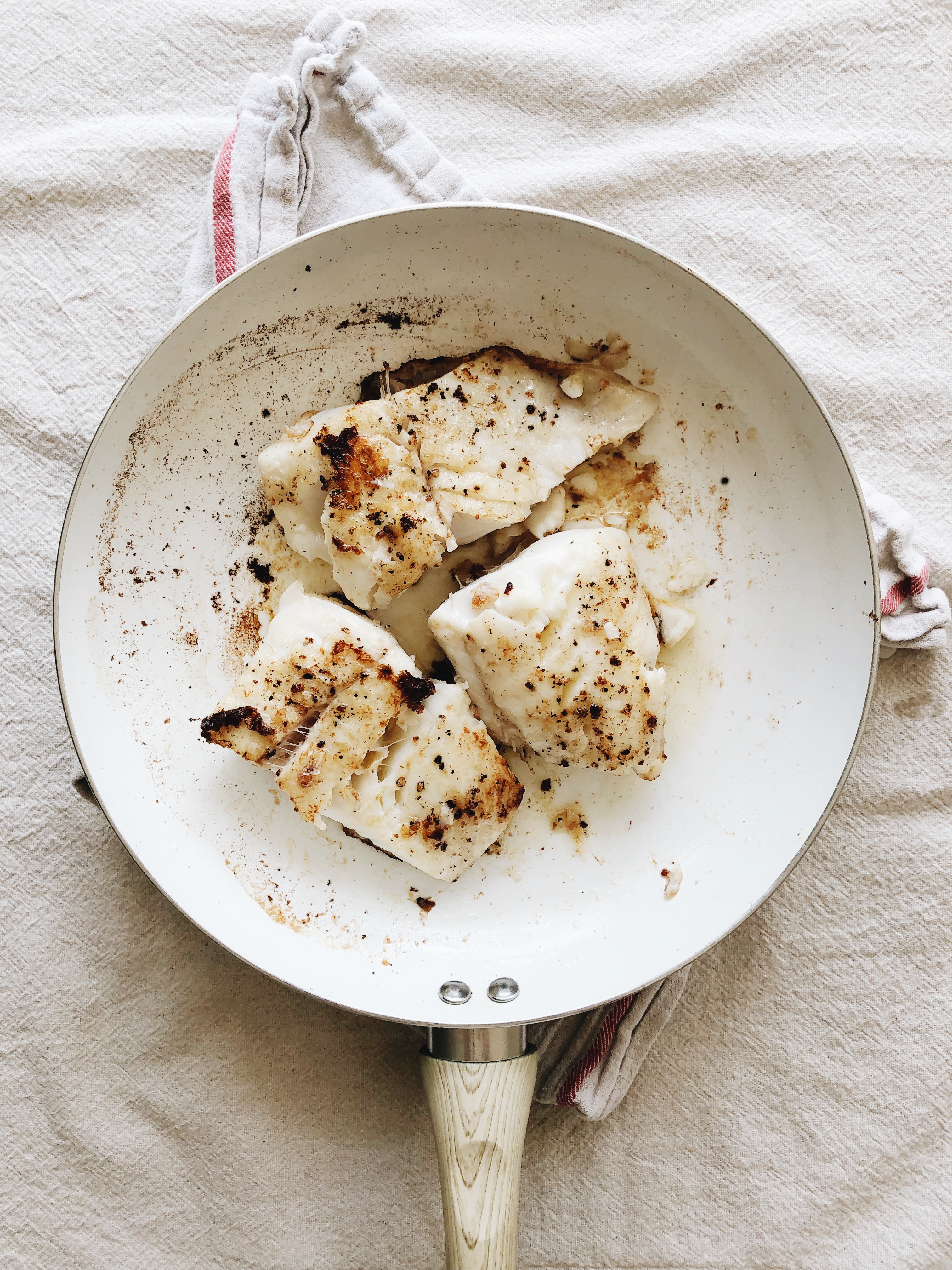 Halibut with Roasted Potatoes, Swiss Chard and a Chimichurri Sauce / Bev Cooks