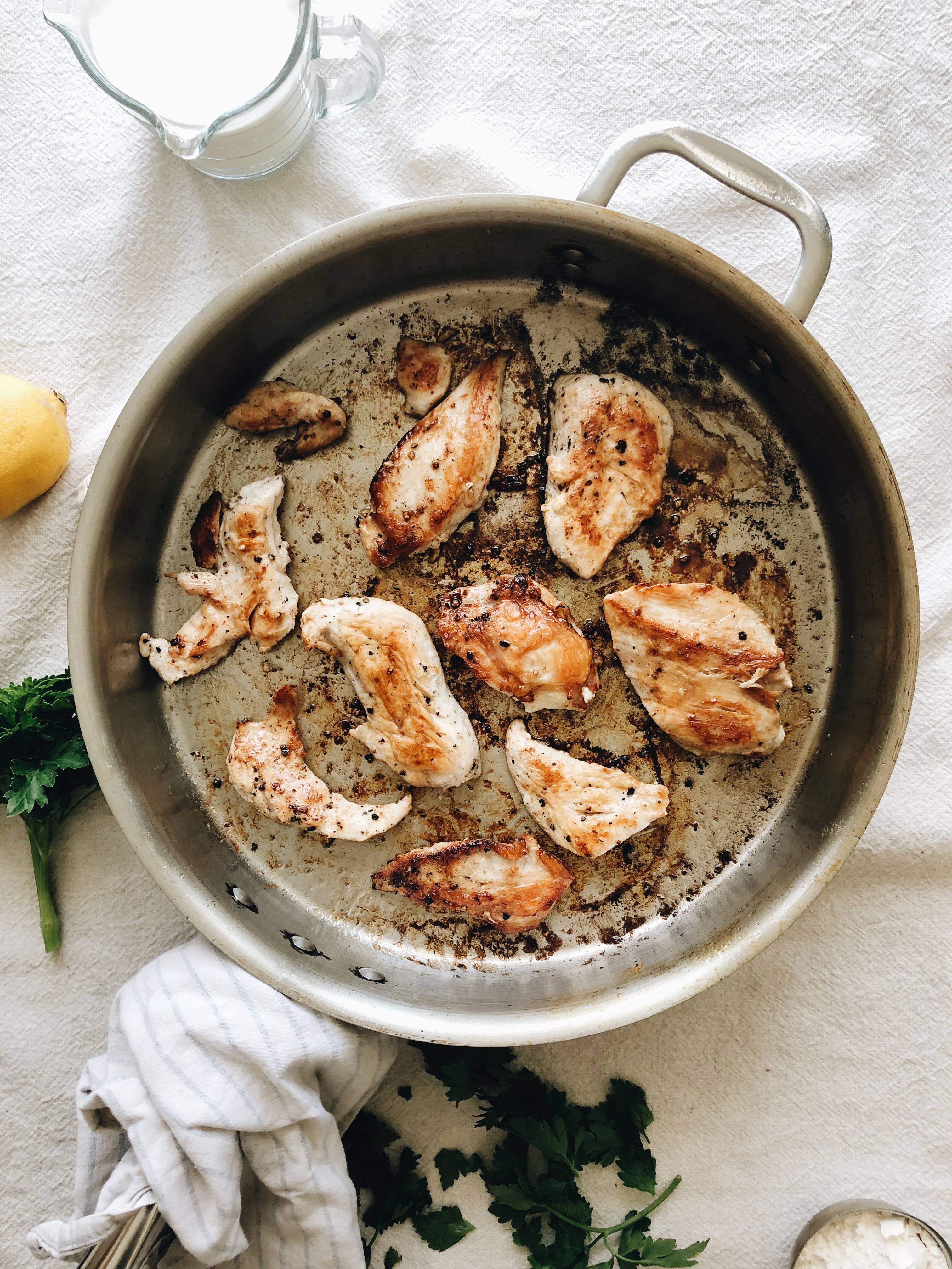 Creamy Chicken and Mushroom Pasta / Bev Cooks