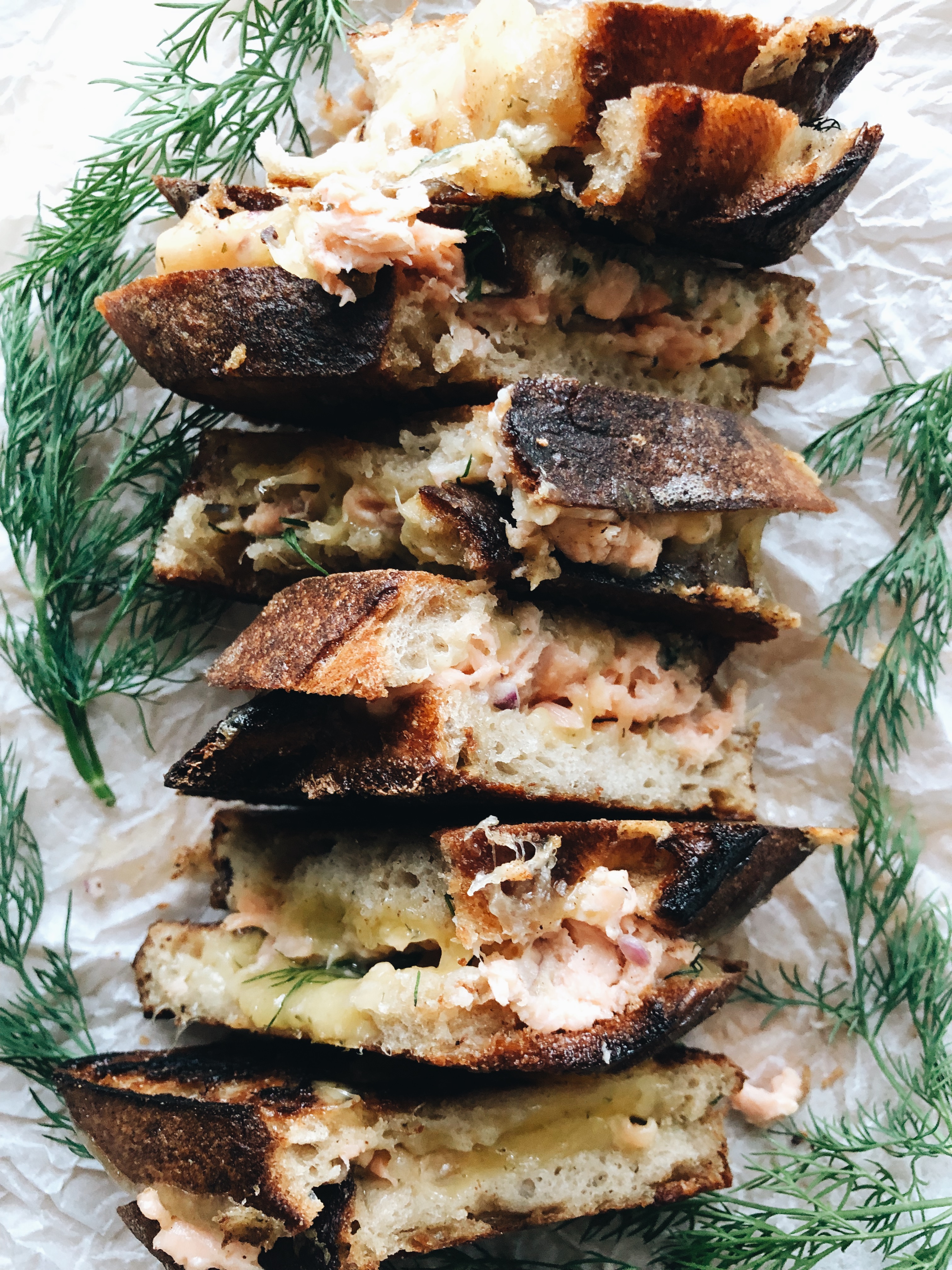 Smoked Salmon and Dill Havarti Grilled Cheese Sandwich / Bev Cooks