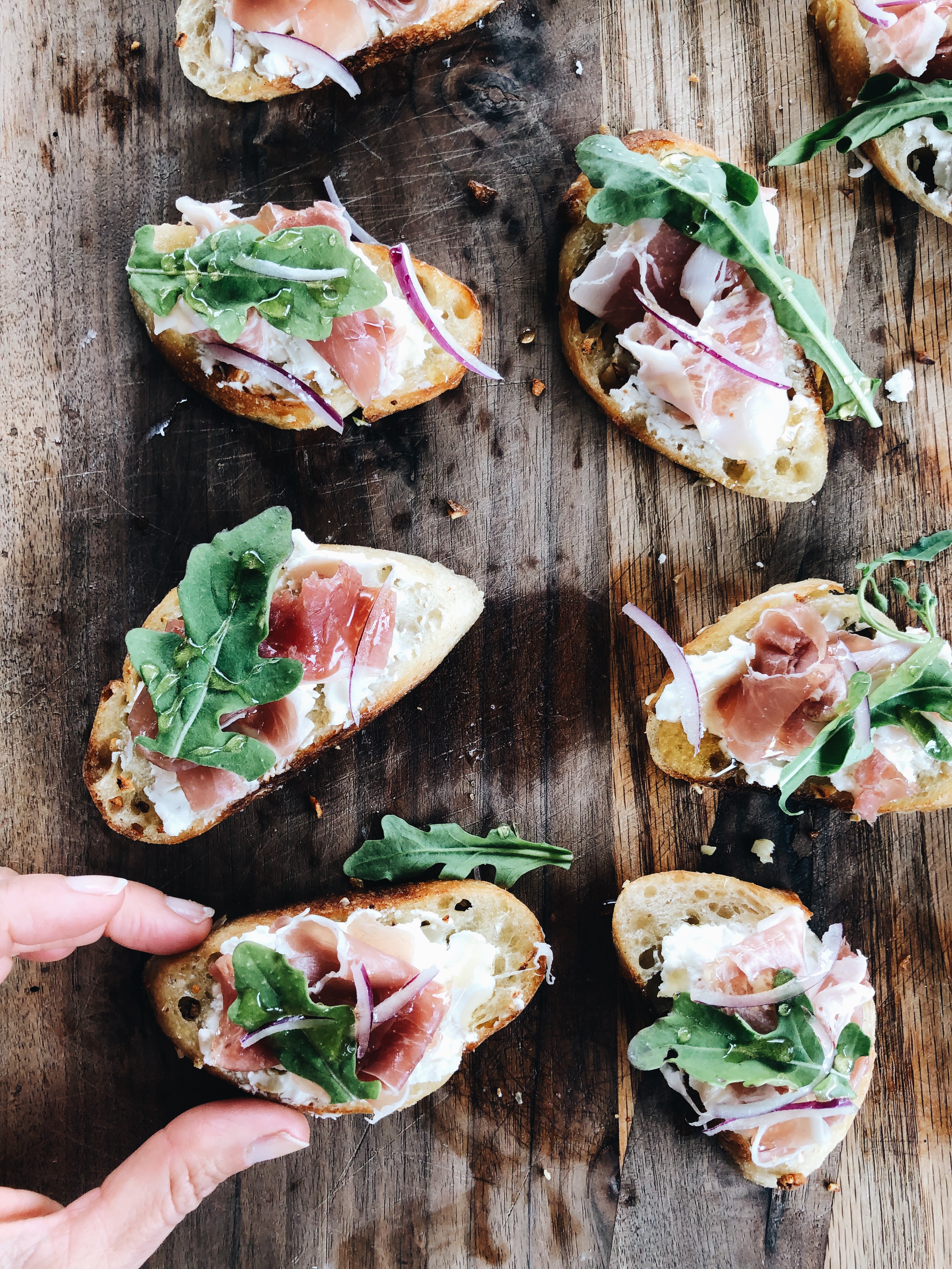 Honey Goat Cheese Crostini / Bev Cooks