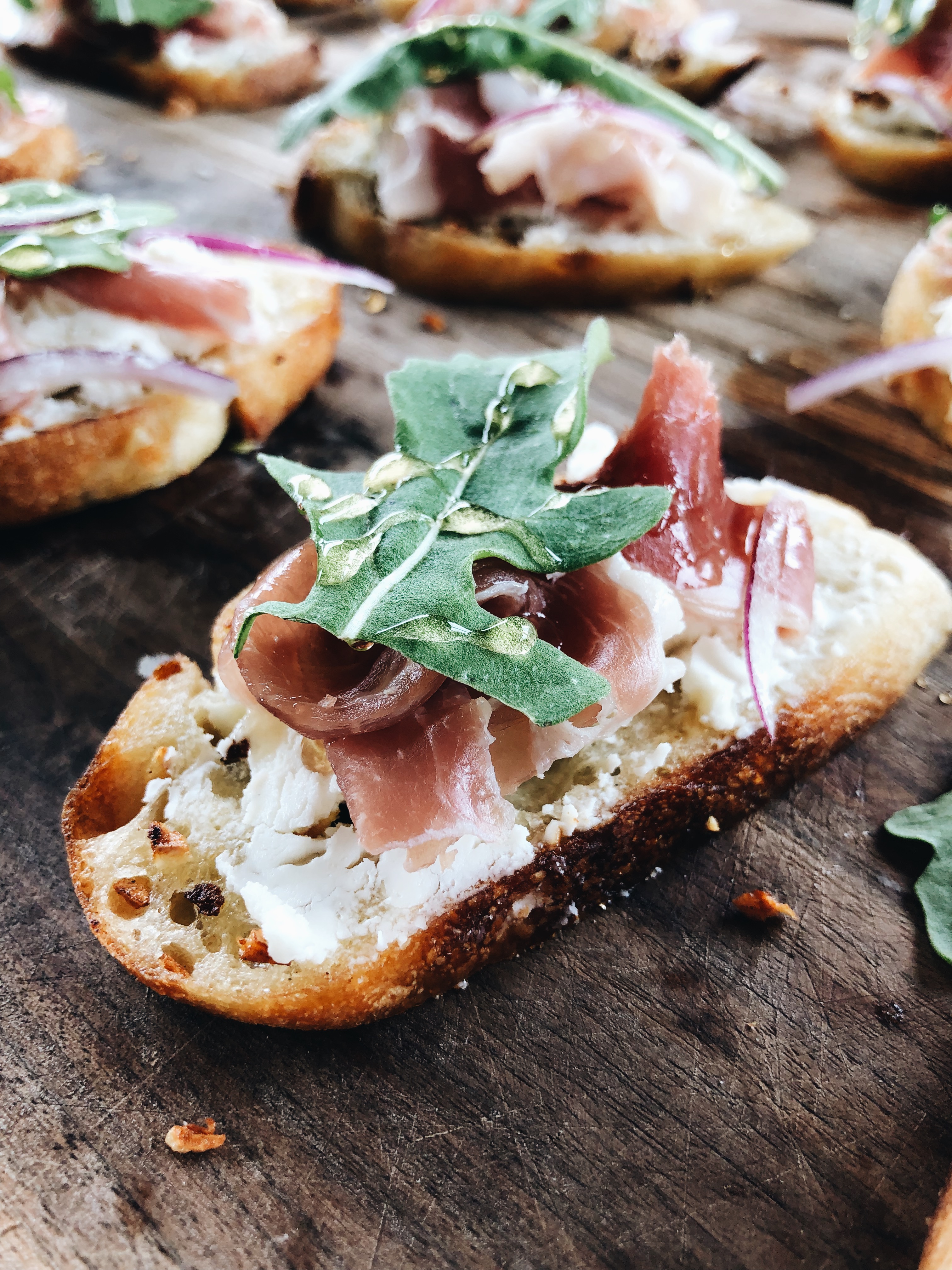 Honey Goat Cheese Crostini / Bev Cooks