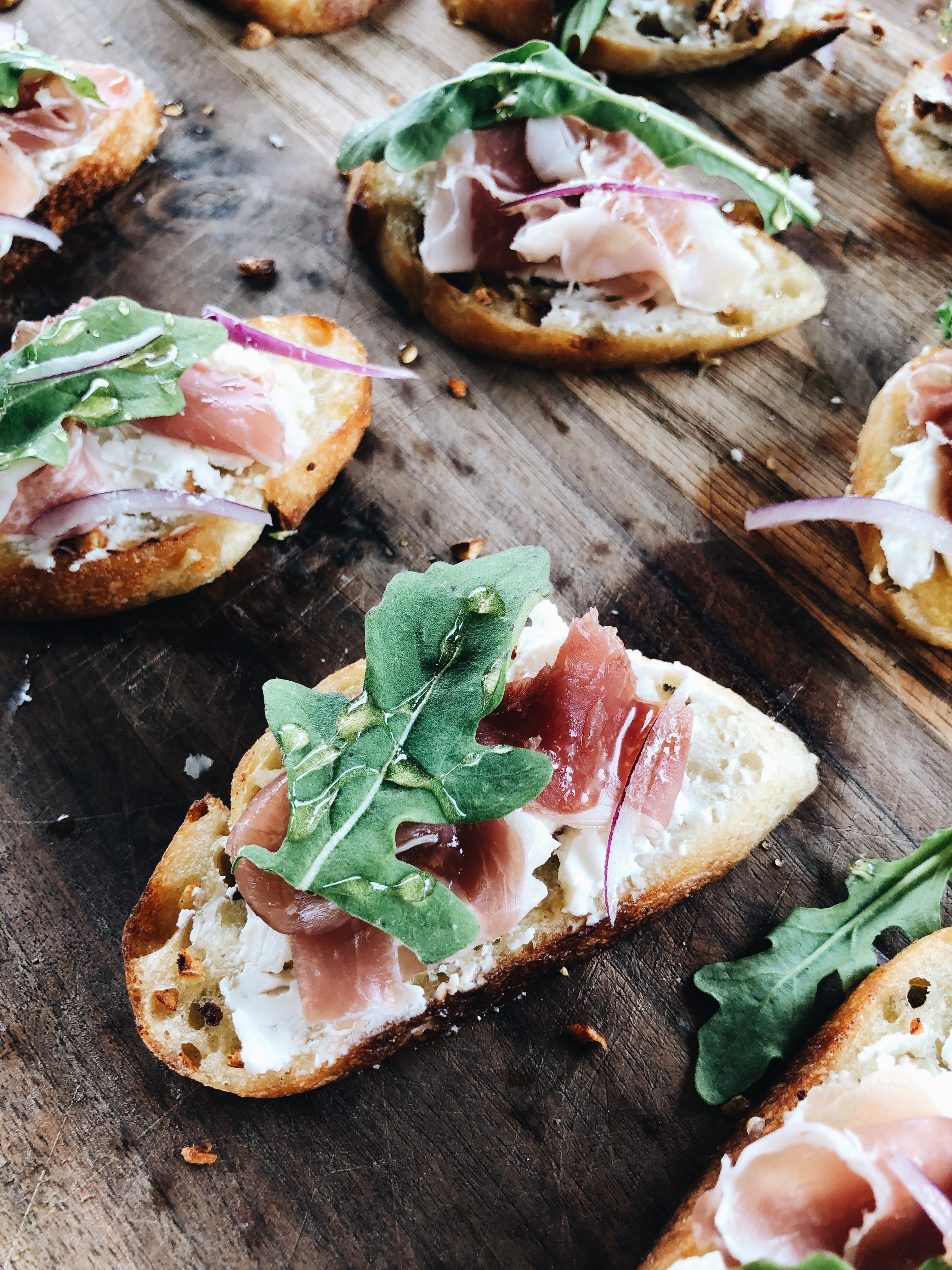 Honey Goat Cheese Crostini / Bev Cooks