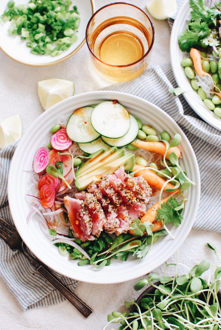 Seared Ahi Tuna Bowls - Bev Cooks