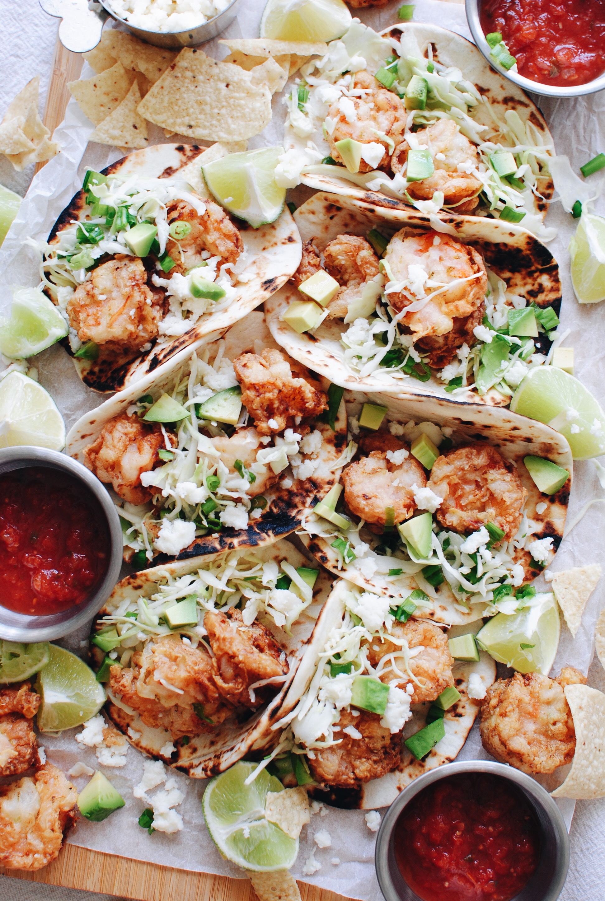 Buttermilk Shrimp Tacos / Bev Cooks