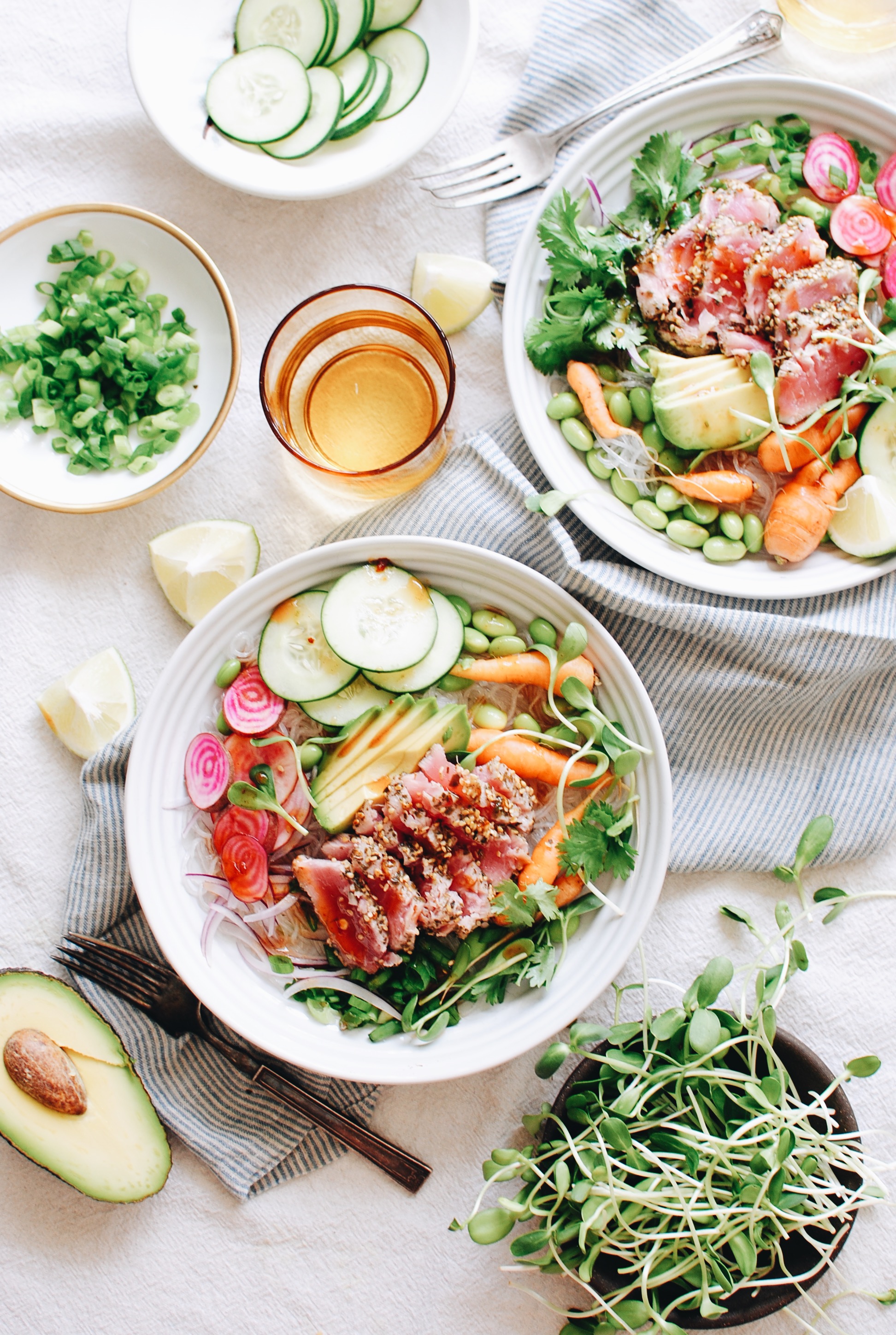 Seared Ahi Tuna Bowls / Bev Cooks