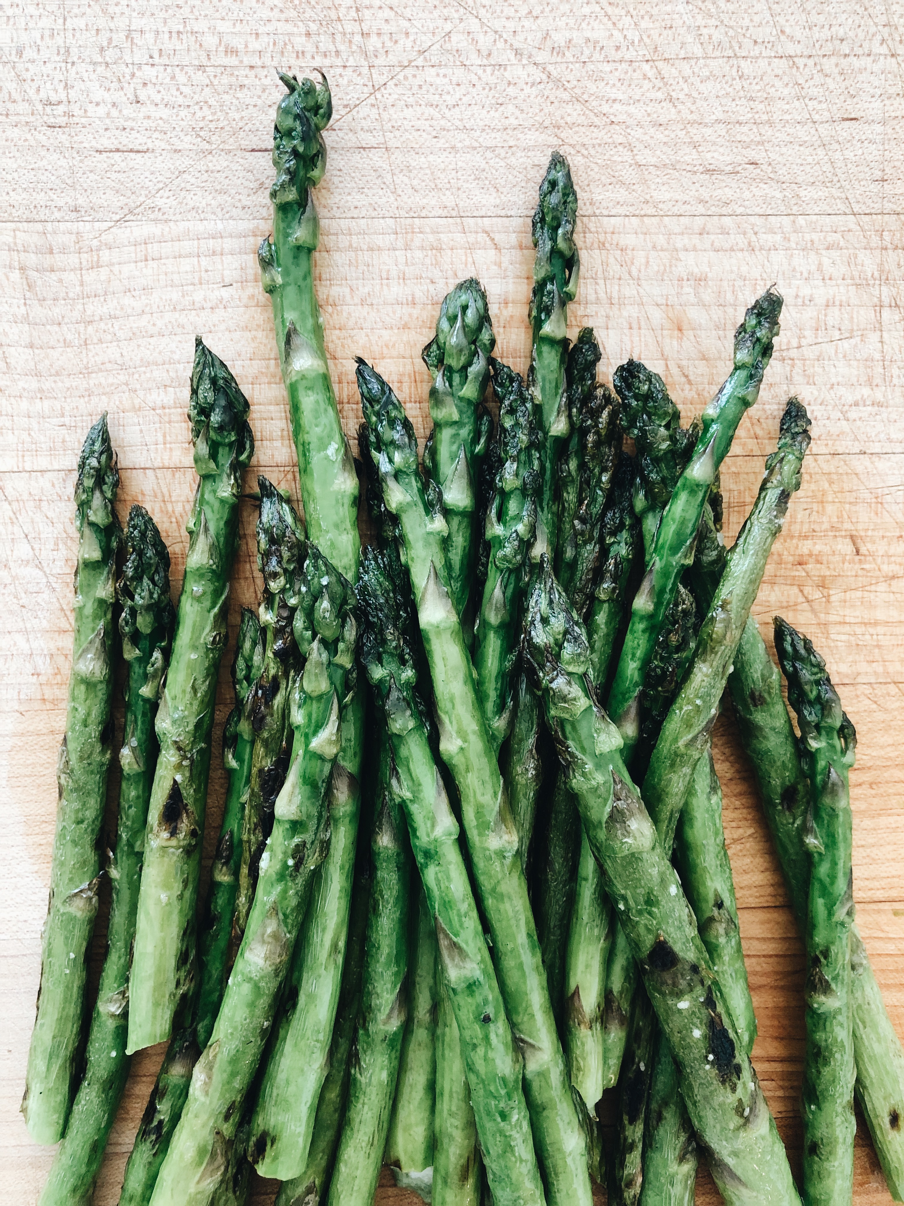 Grilled Asparagus Salad with Peas and Mint / Bev Cooks