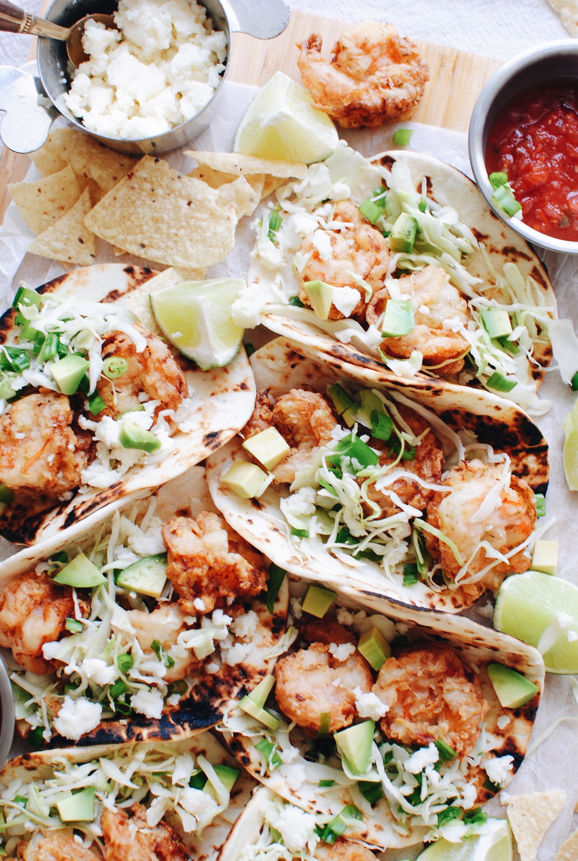 Buttermilk Shrimp Tacos / Bev Cooks