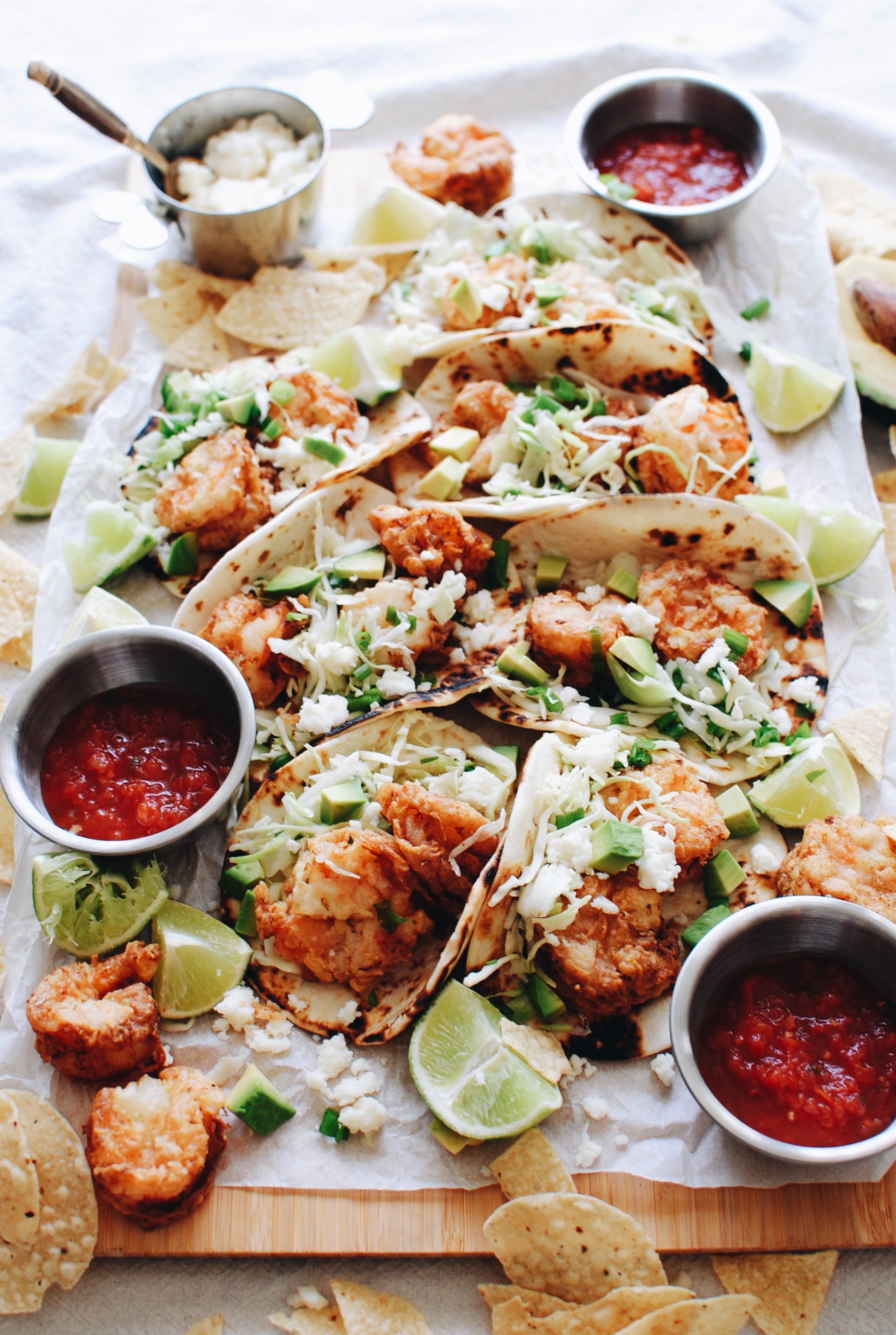 Buttermilk Shrimp Tacos / Bev Cooks