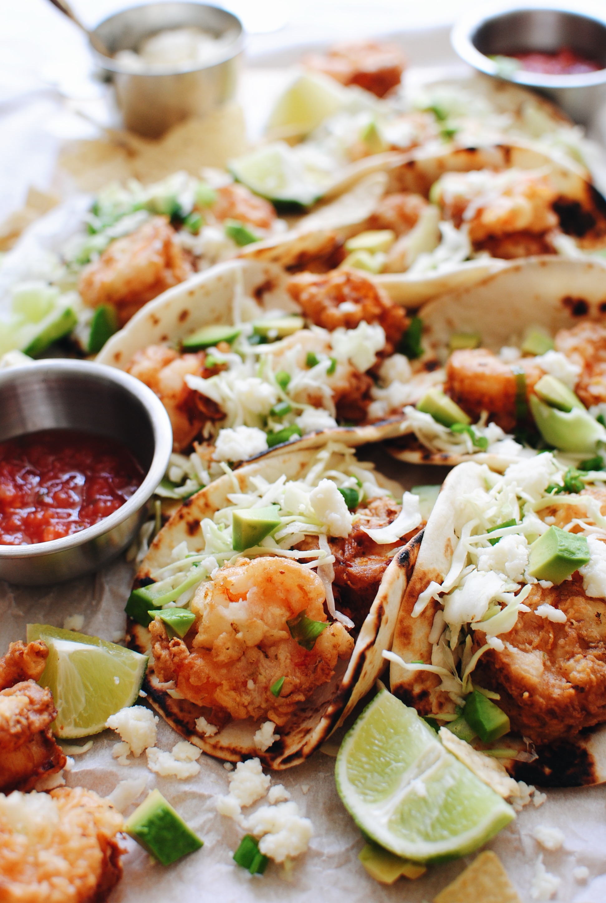 Buttermilk Shrimp Tacos / Bev Cooks