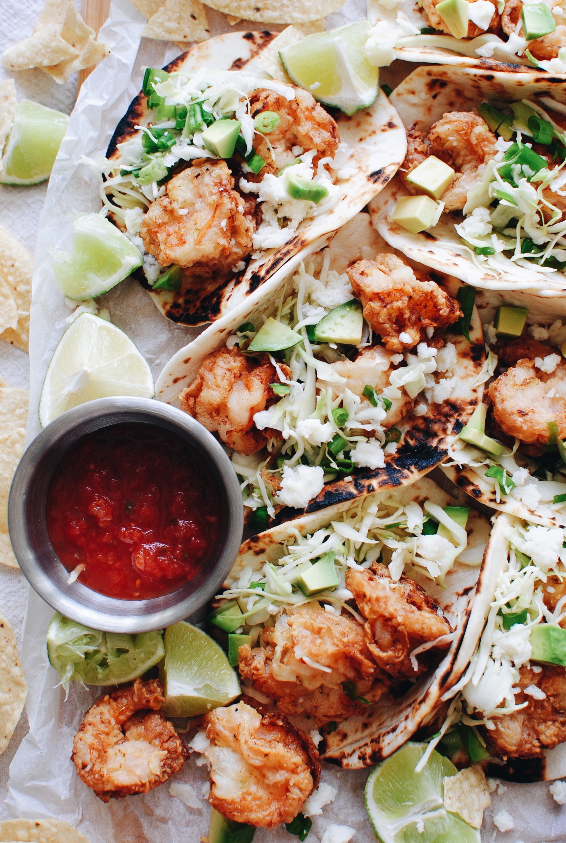 Buttermilk Shrimp Tacos / Bev Cooks