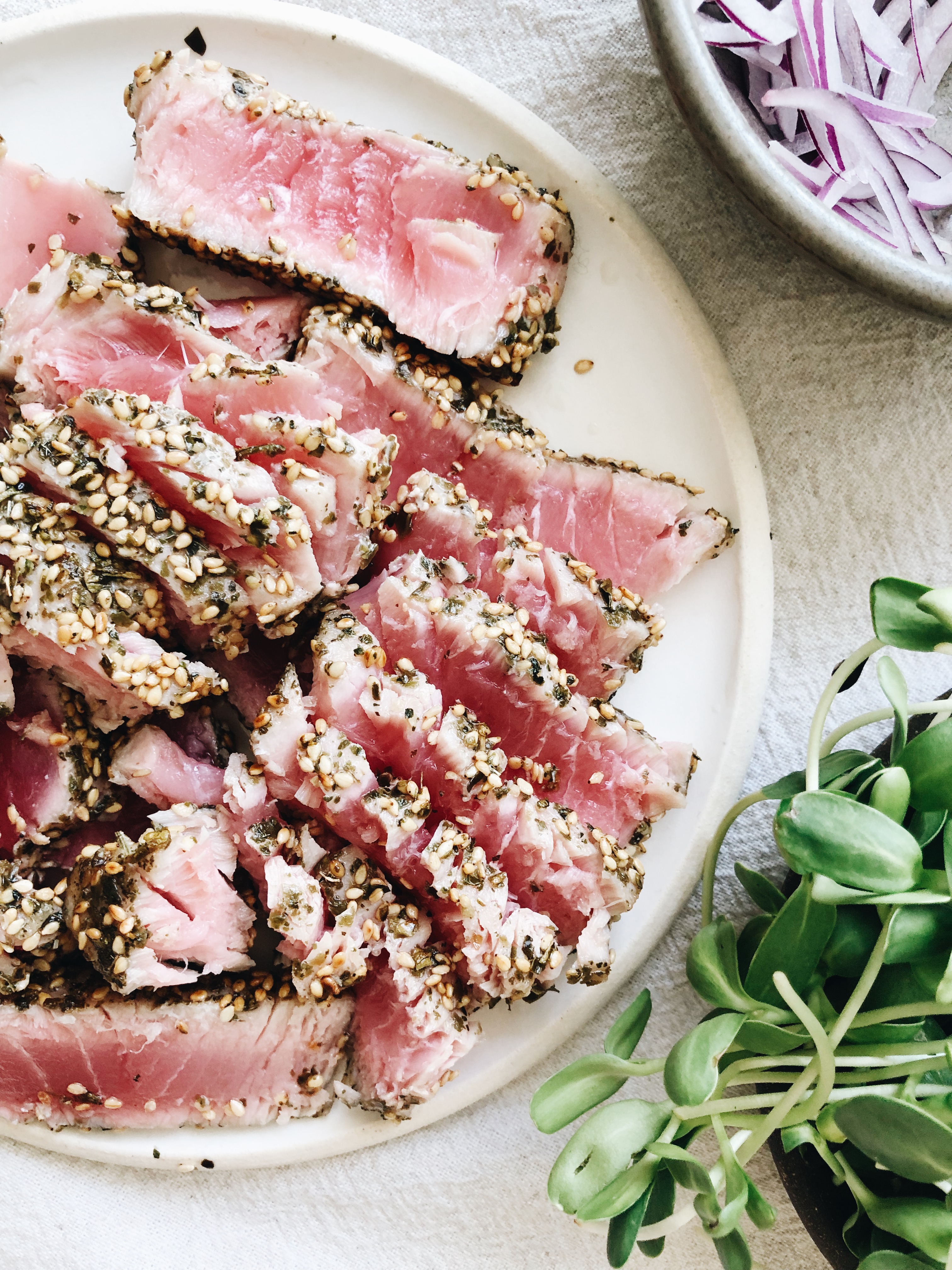 Seared Ahi Tuna Bowls / Bev Cooks