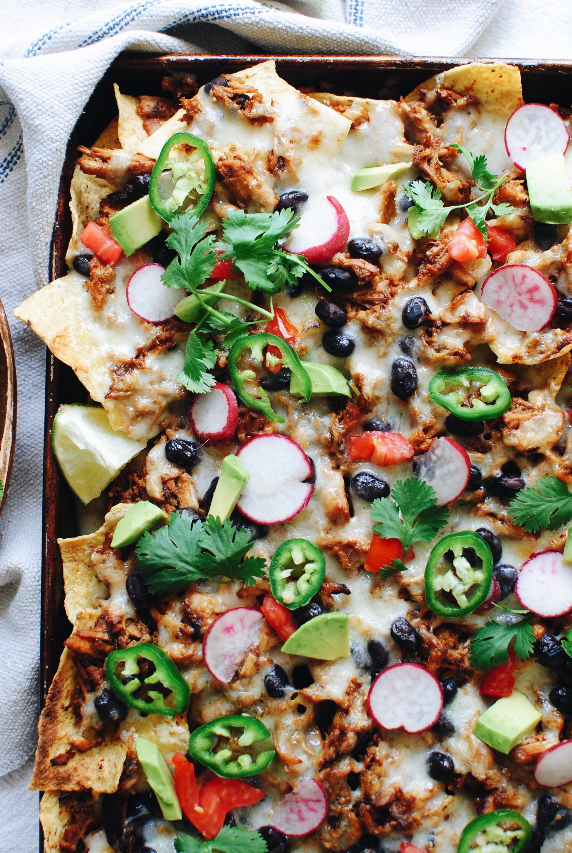 Hatch Chile Pork Nachos with Havarti Cheese / Bev Cooks