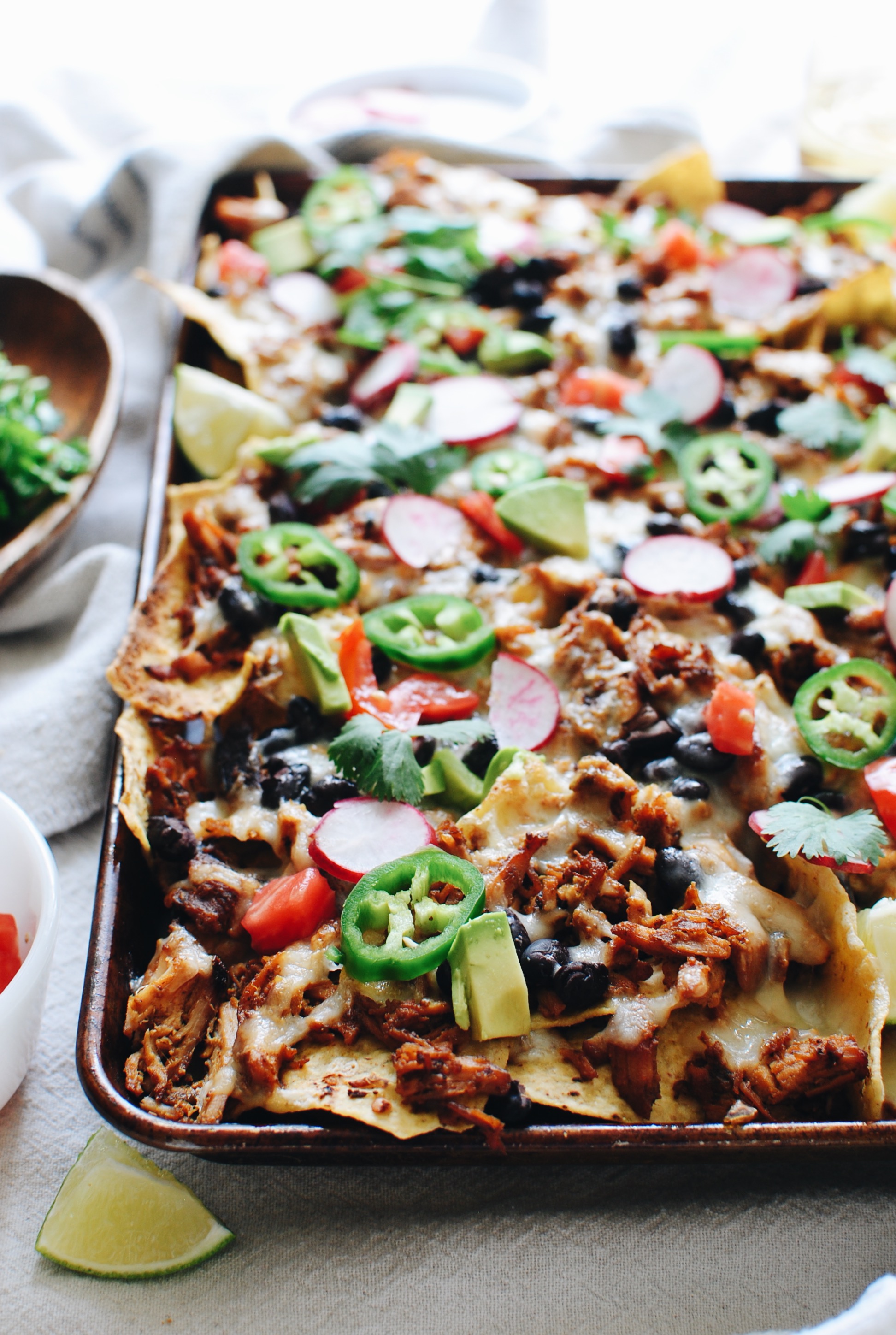 Hatch Chile Pork Nachos with Havarti Cheese / Bev Cooks