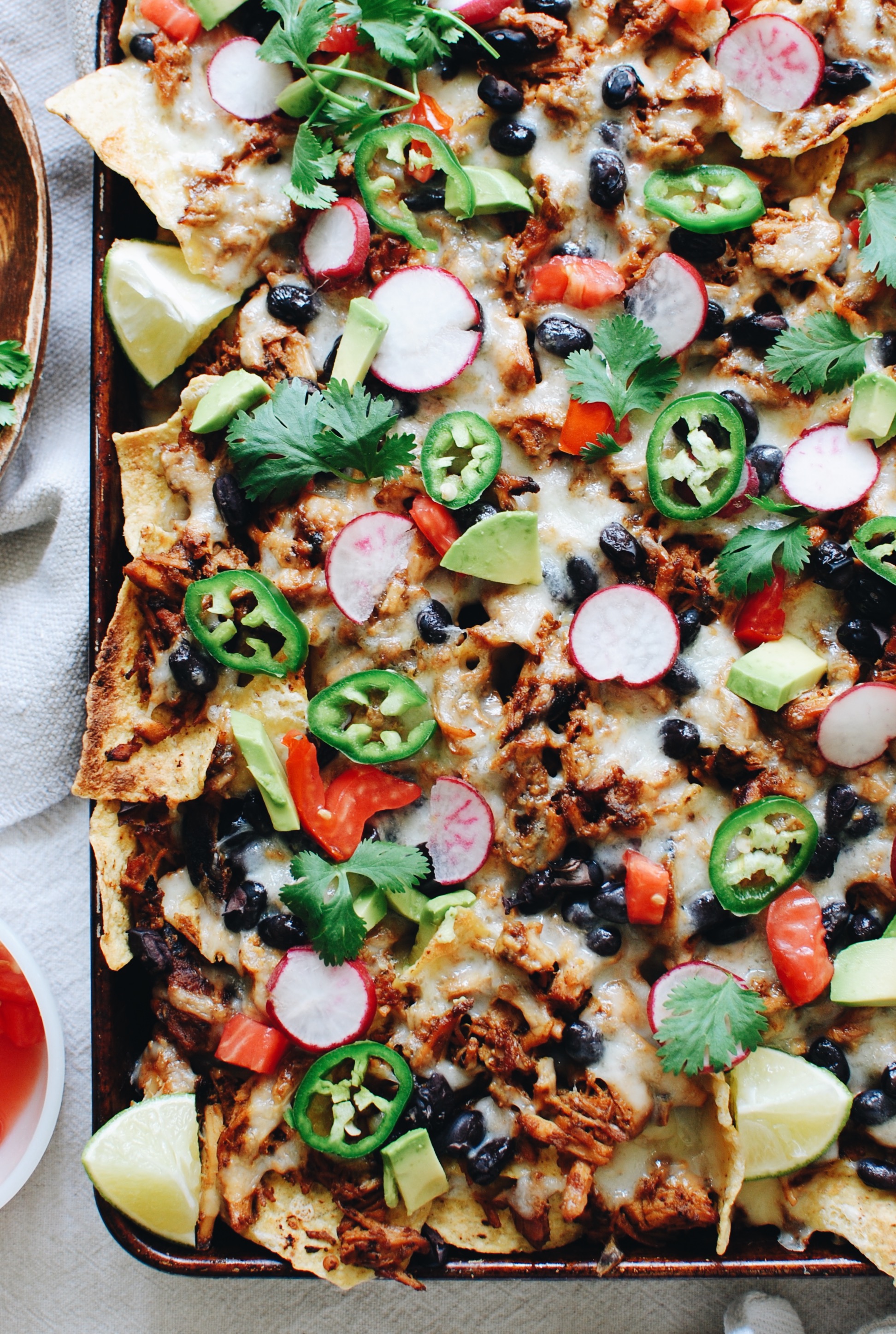 Hatch Chile Pork Nachos with Havarti Cheese / Bev Cooks