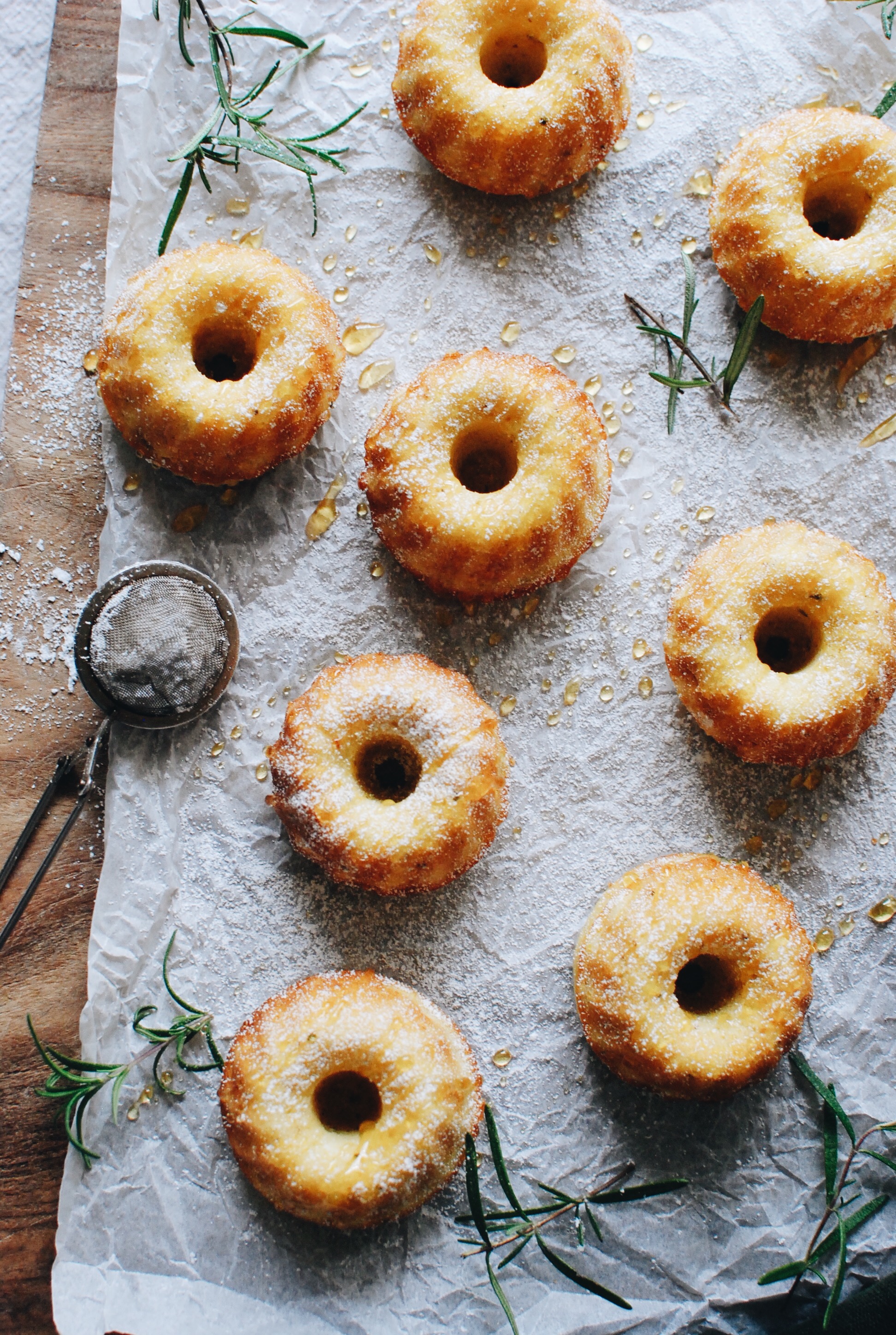 Olive Oil and Corn Mini Bundt Cakes / Bev Cooks