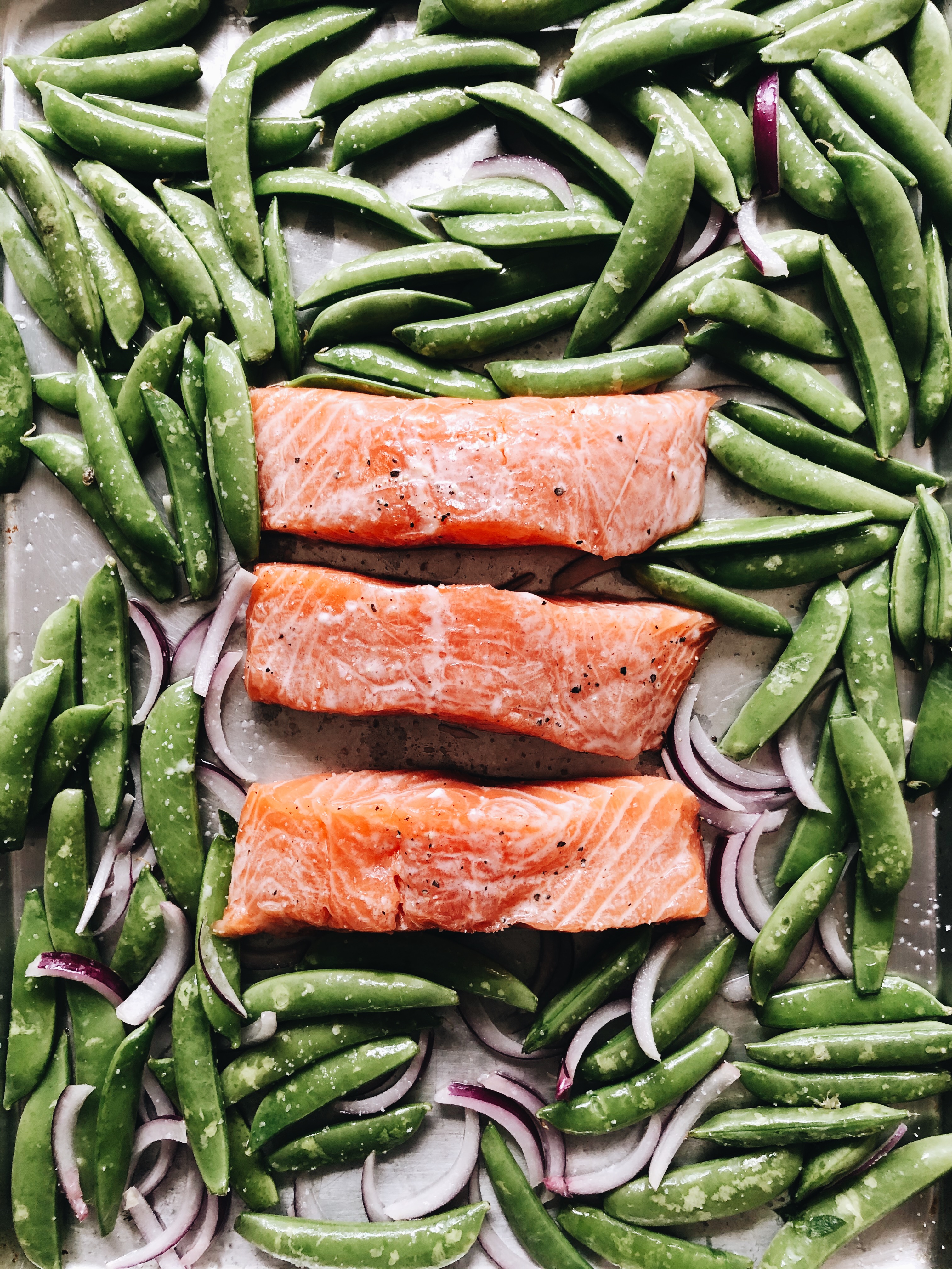 Coconut Salmon Rice Bowls with Sugar Snap Peas / Bev Cooks