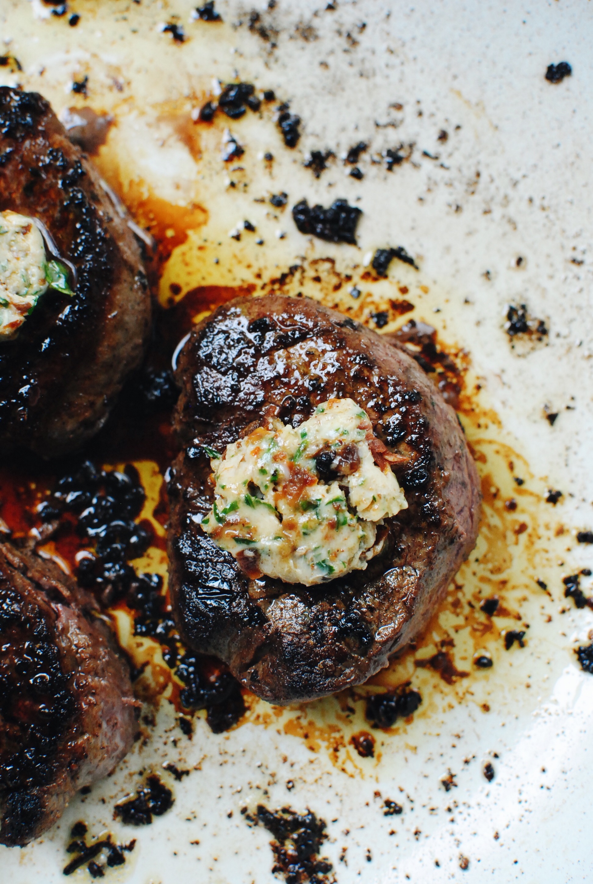 Seared Filet Mignons with a Sun-Dried Tomato Butter / Bev Cooks